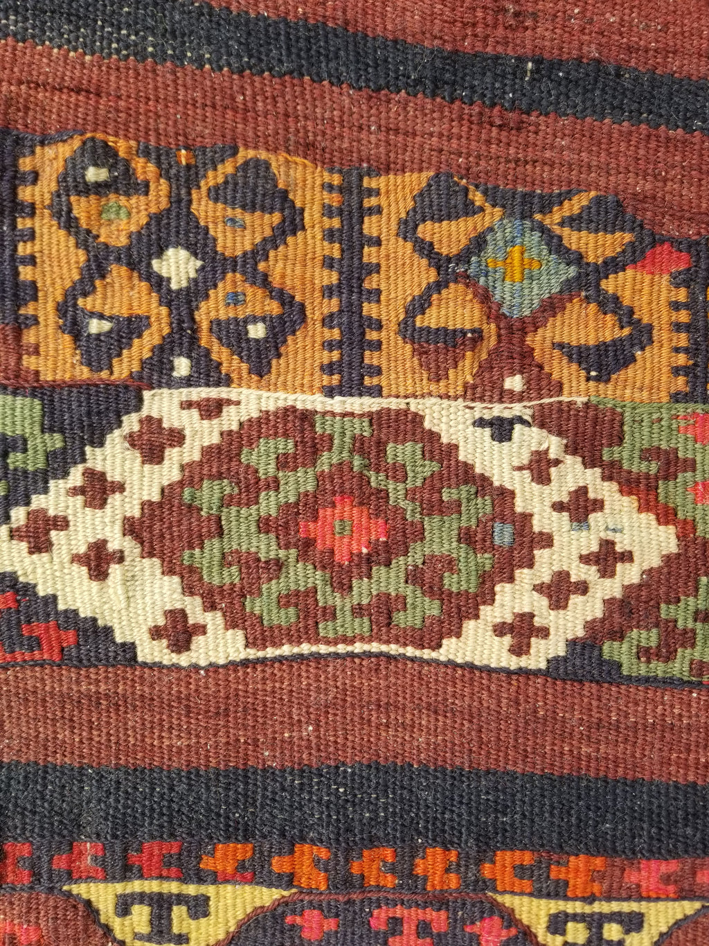 Antique Traditional Handmade Kazak Style Wool Multicolor Kiim 198x76cm