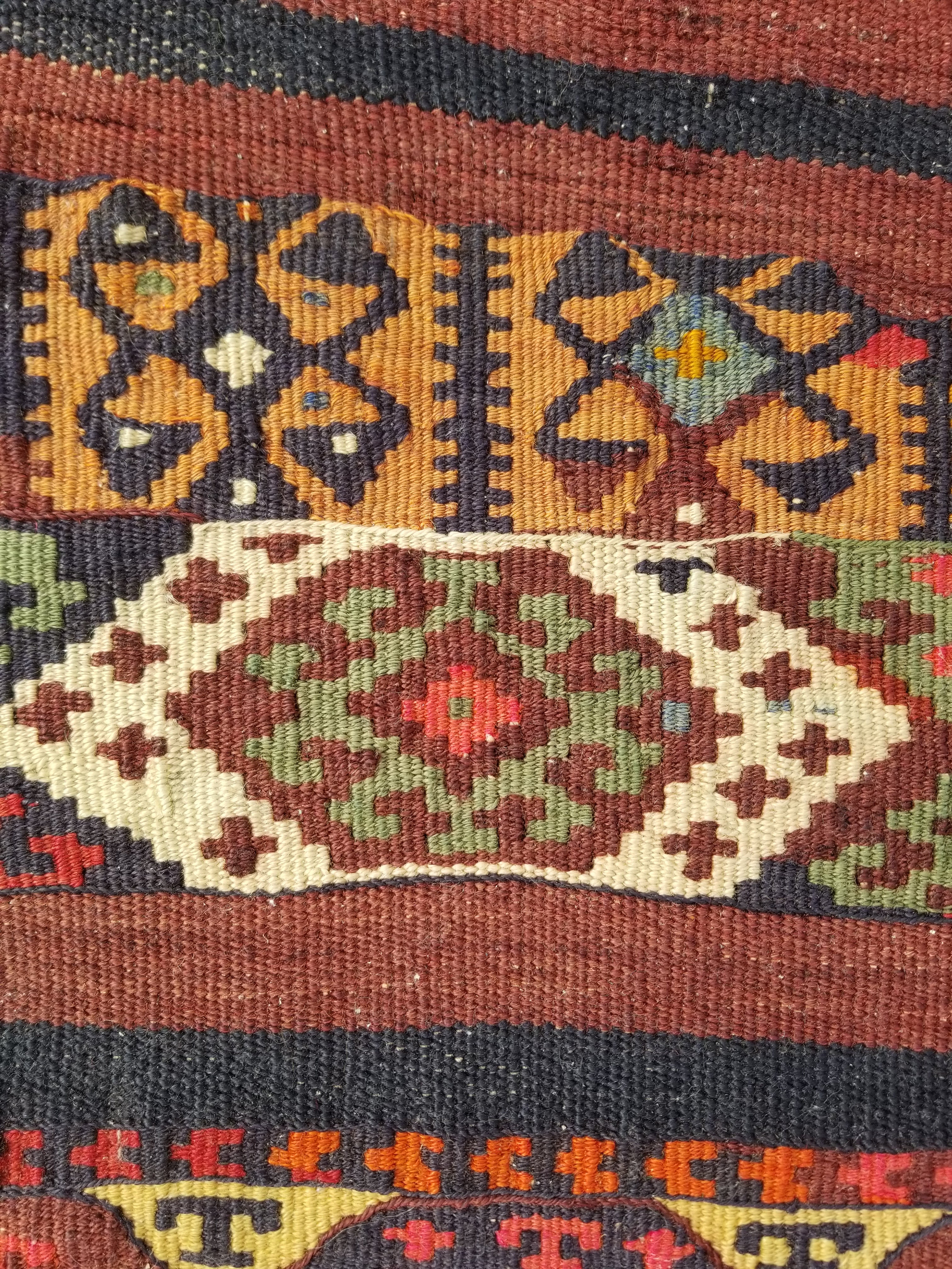 Antique Traditional Handmade Kazak Style Wool Multicolor Kiim 198x76cm
