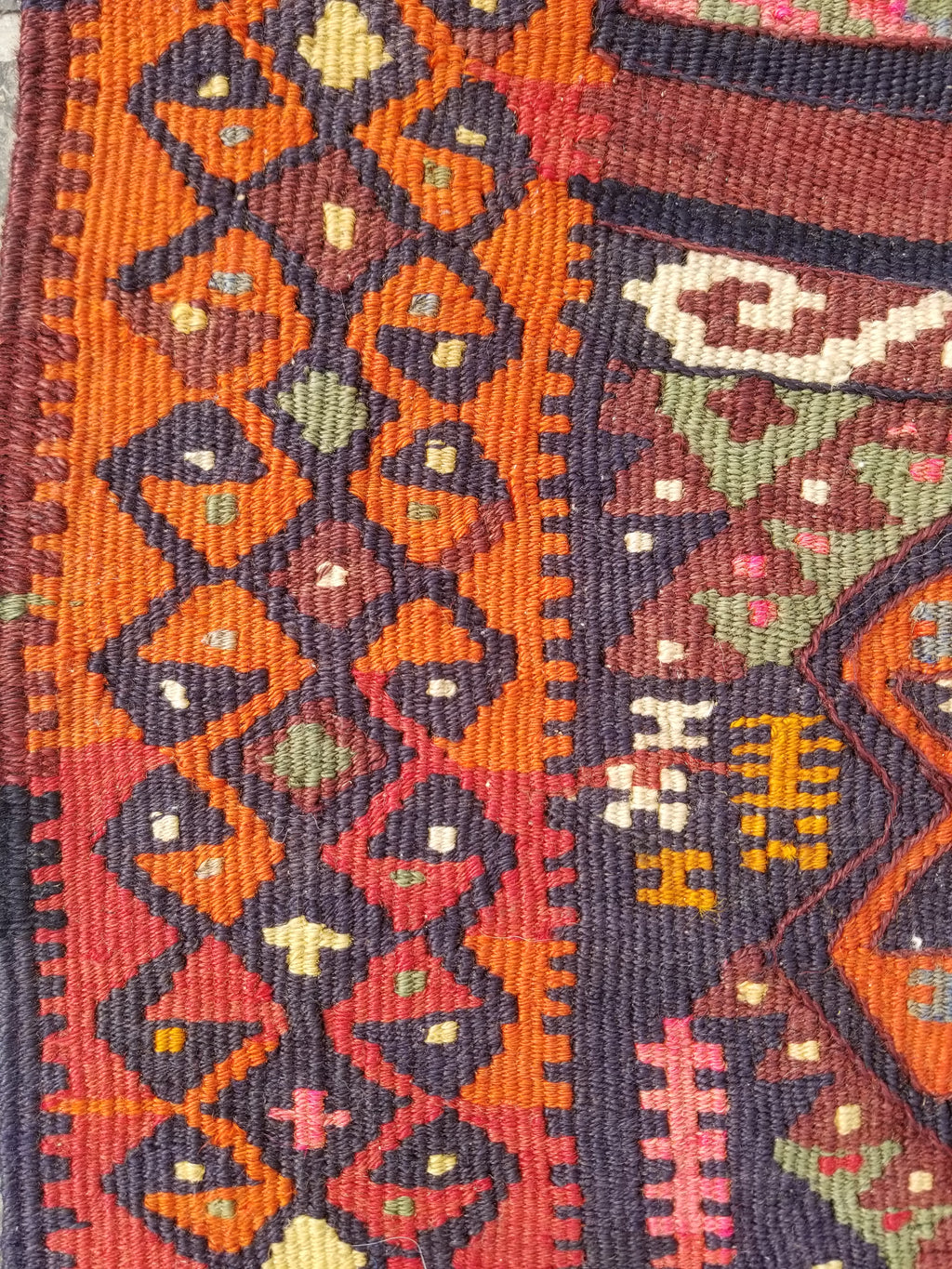 Antique Traditional Handmade Kazak Style Wool Multicolor Kiim 198x76cm
