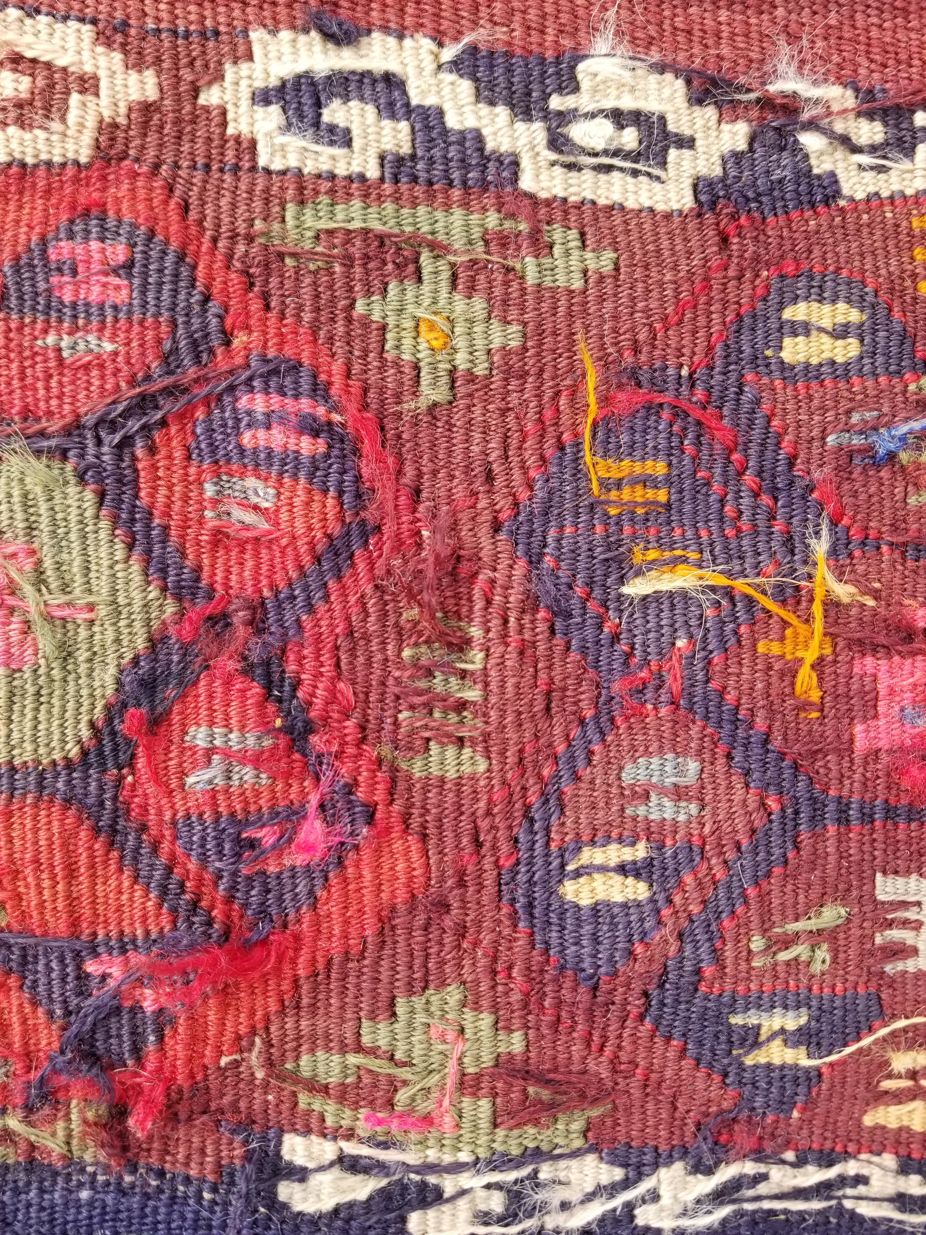 Antique Traditional Handmade Kazak Style Wool Multicolor Kiim 198x76cm