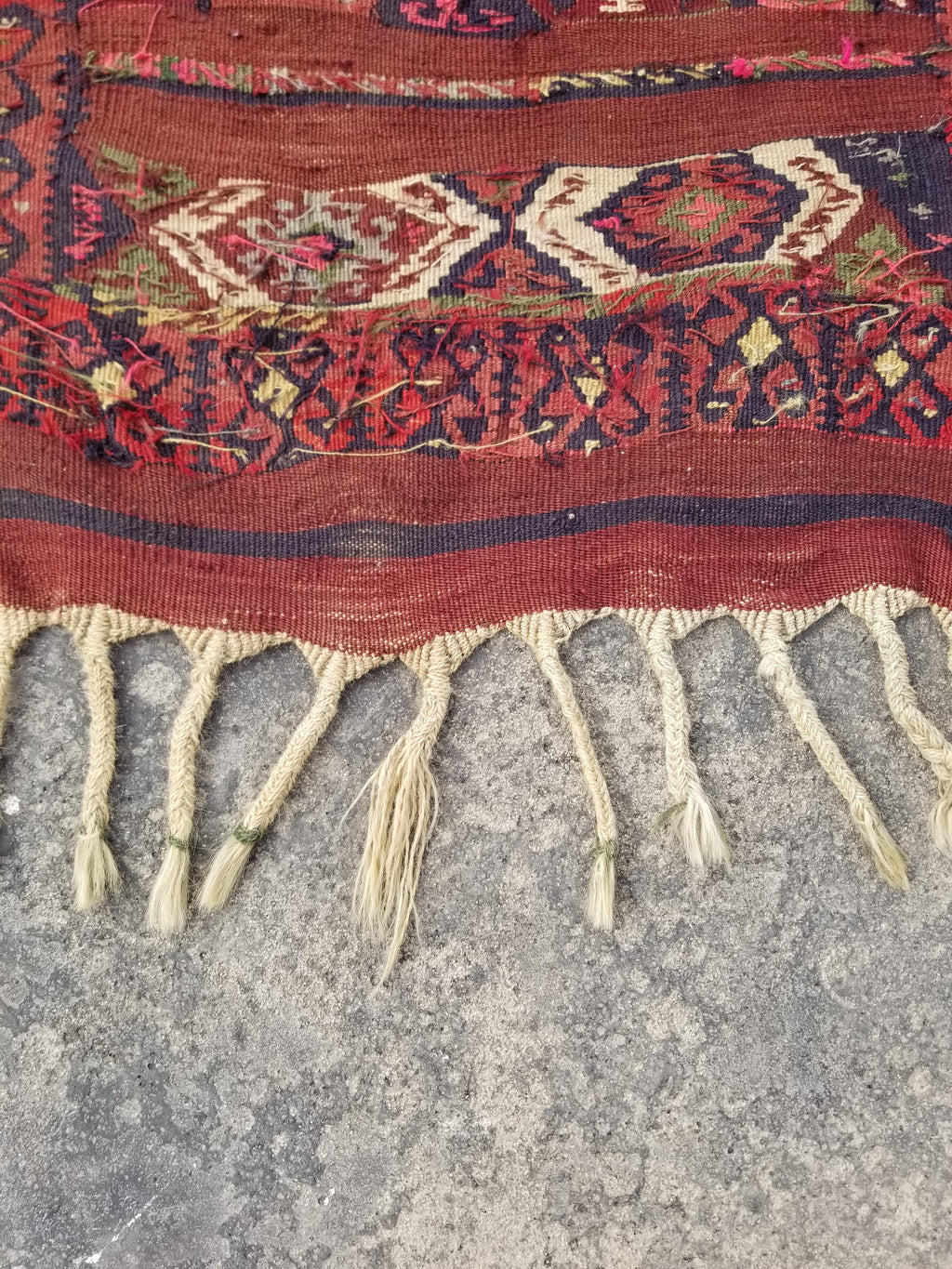 Antique Traditional Handmade Kazak Style Wool Multicolor Kiim 198x76cm