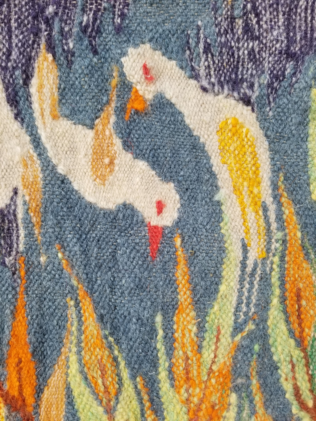 Vintage Handmade Northern European Folk Art Tree of life Wool Tapestry 154x86in