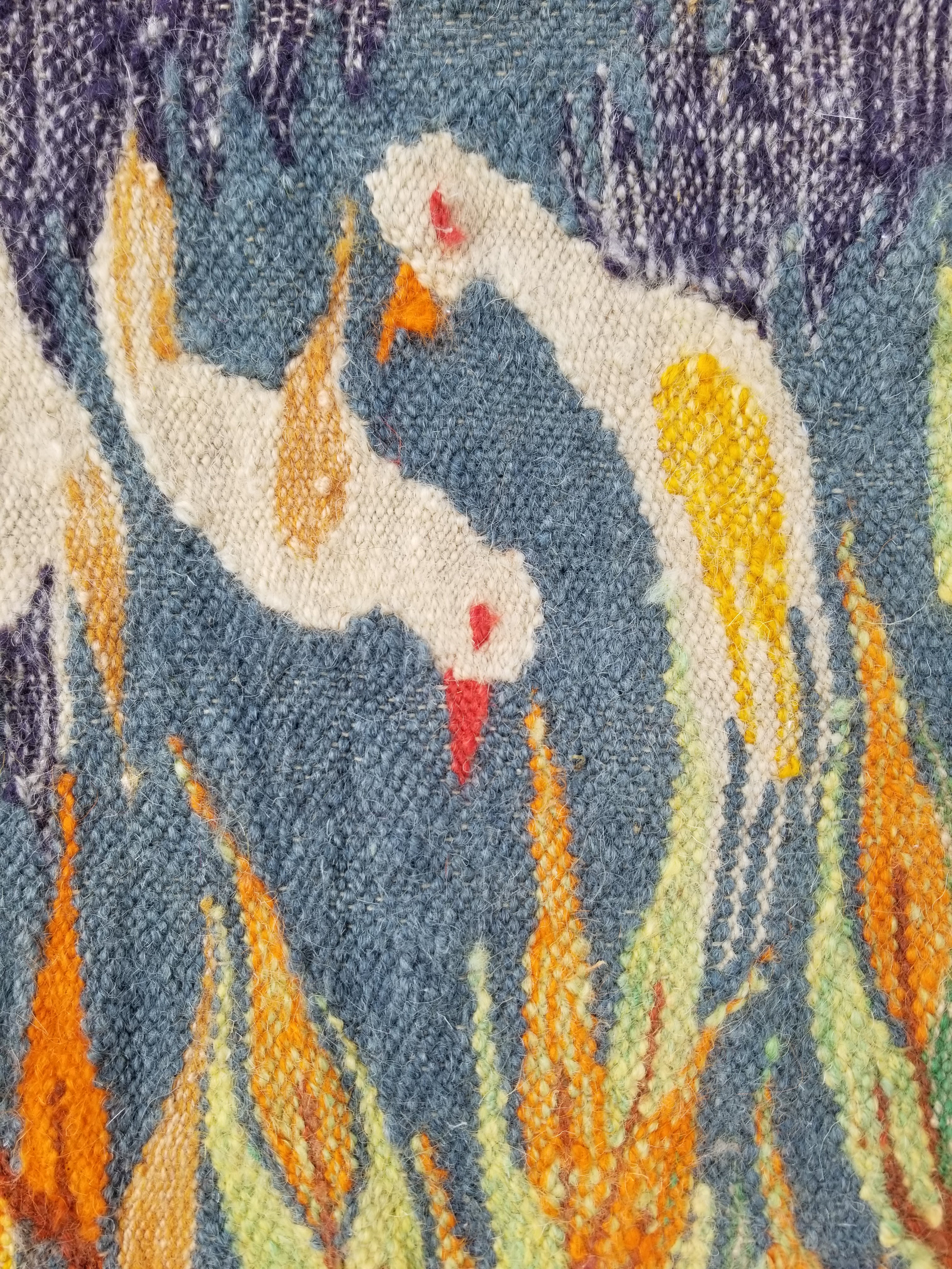 Vintage Handmade Northern European Folk Art Tree of life Wool Tapestry 154x86in