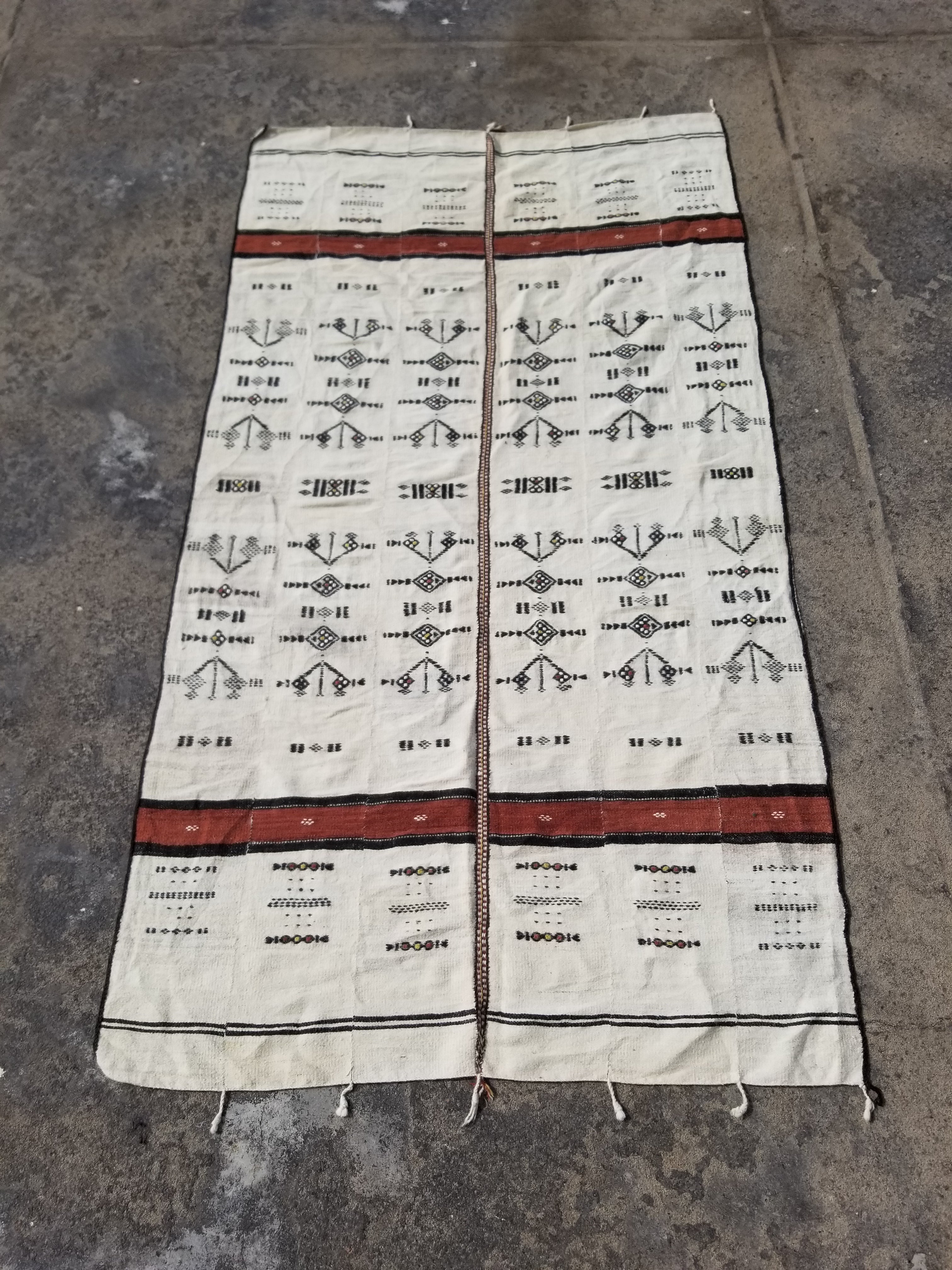 Antique African Handmade Mali Fulani Wool Blanket 228x124cm