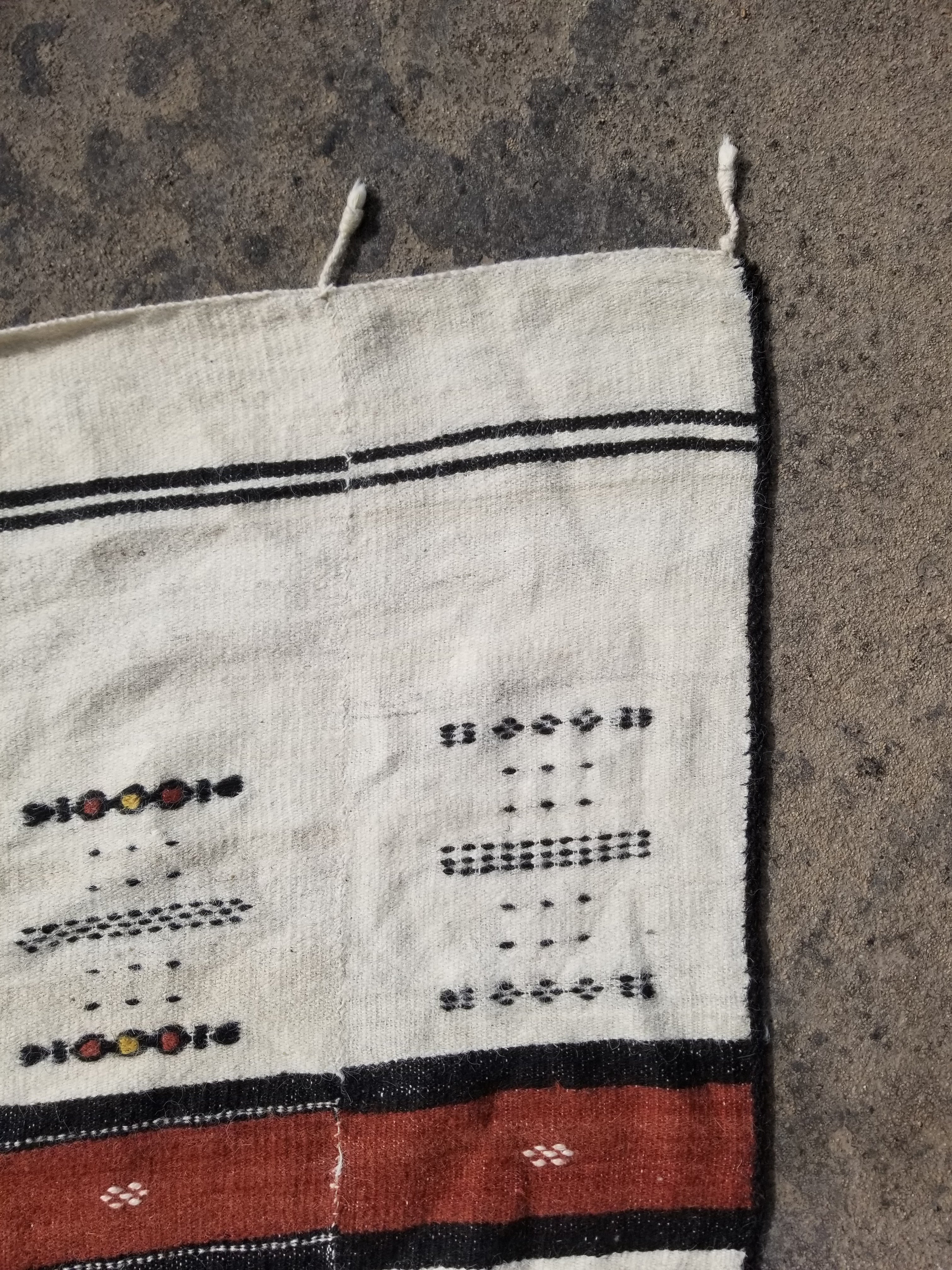 Antique African Handmade Mali Fulani Wool Blanket 228x124cm