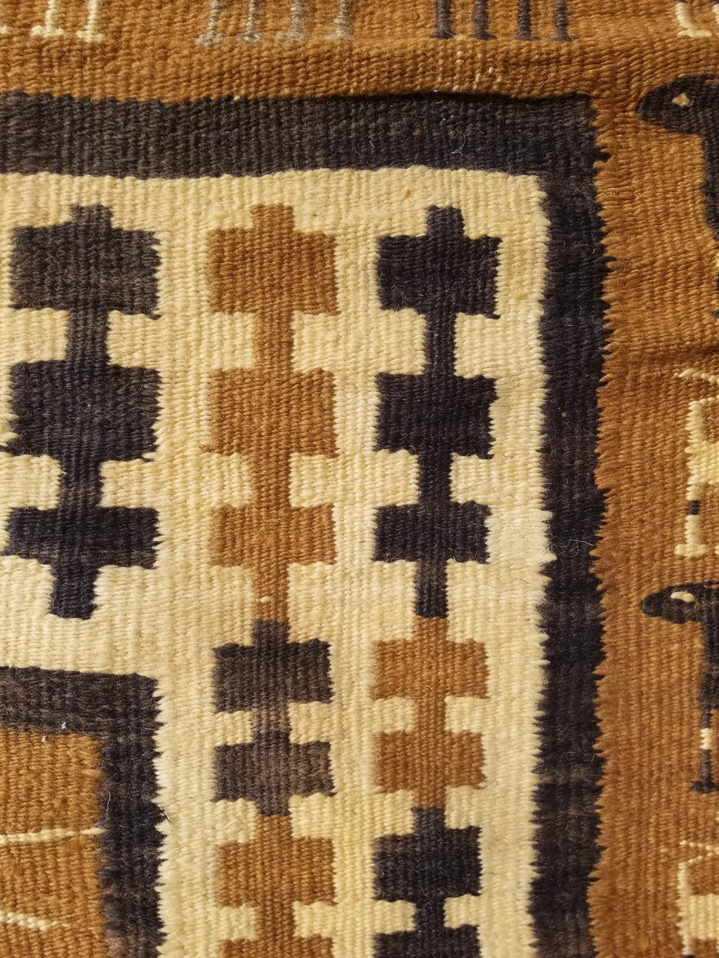 Vintage Traditional Native American Handmade Wool Brown & Beige Kilim 256x104cm