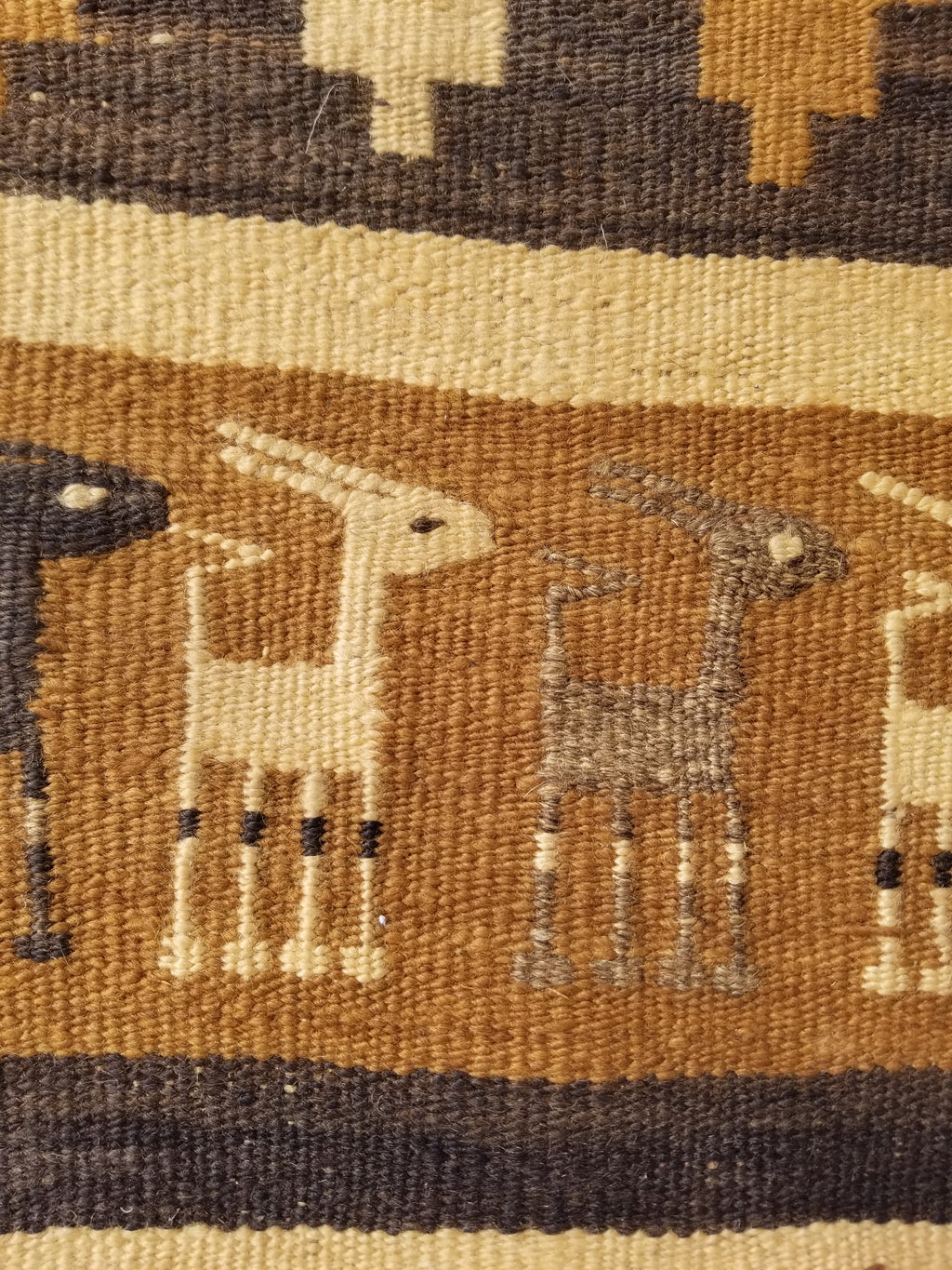 Vintage Traditional Native American Handmade Wool Brown & Beige Kilim 256x104cm
