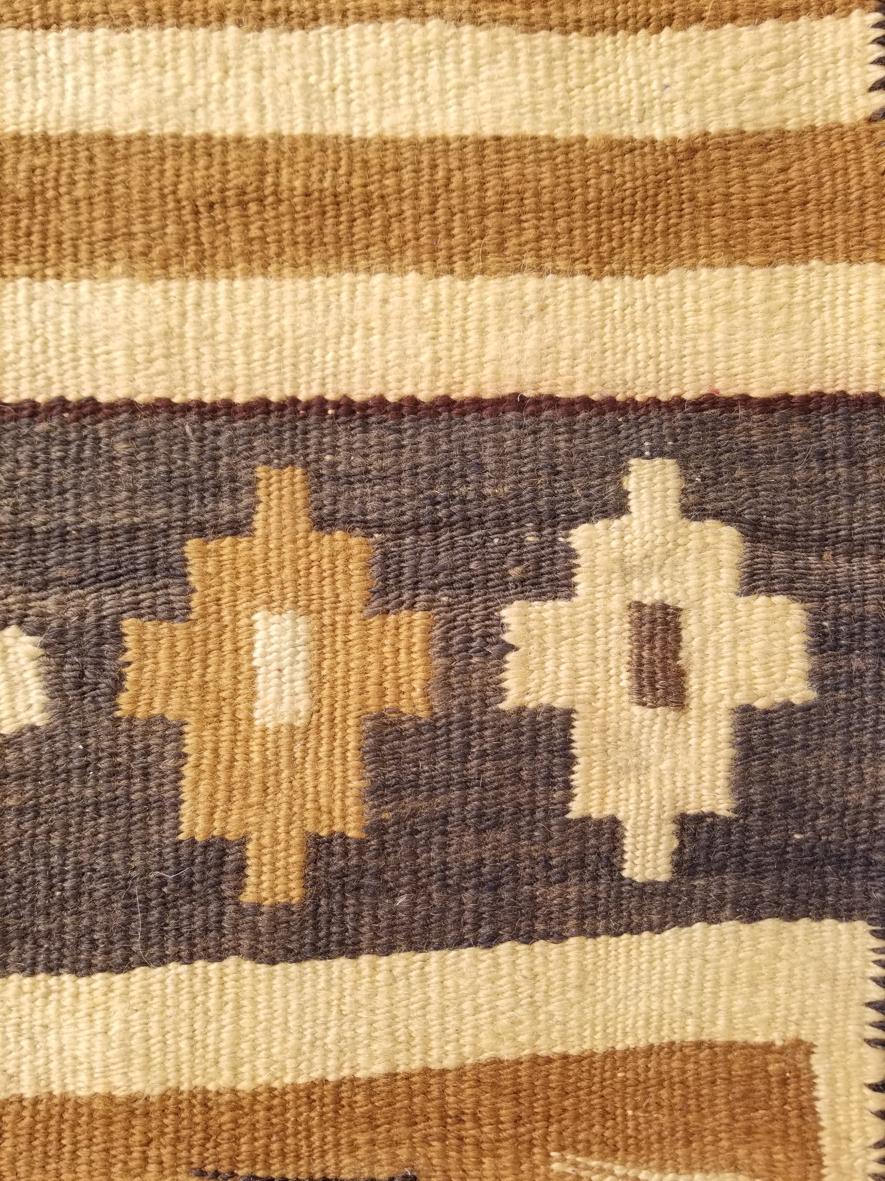 Vintage Traditional Native American Handmade Wool Brown & Beige Kilim 256x104cm