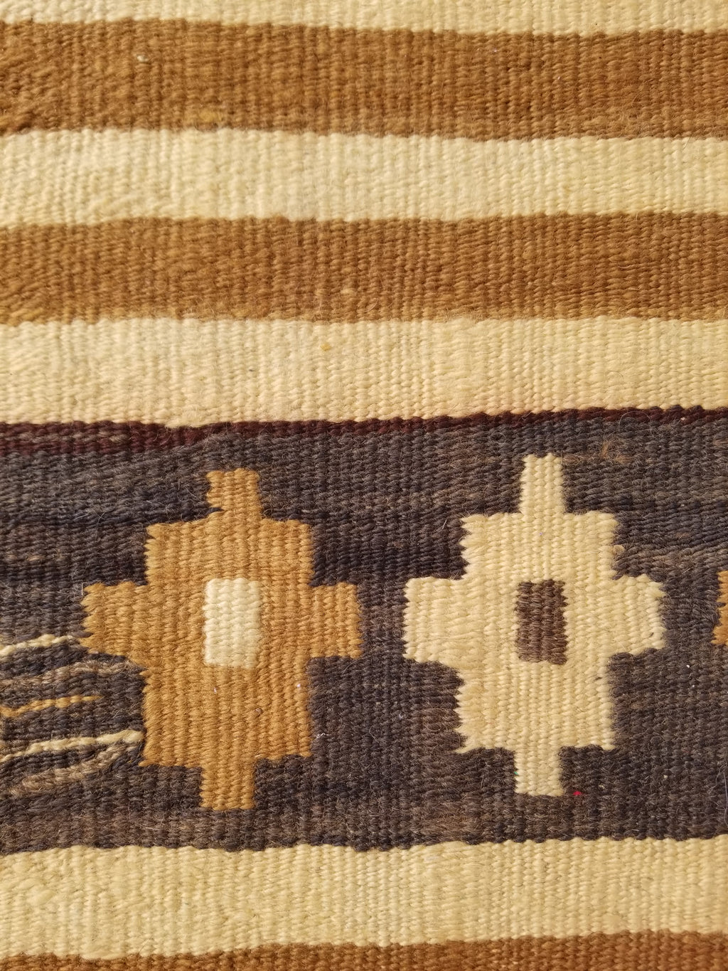Vintage Traditional Native American Handmade Wool Brown & Beige Kilim 256x104cm