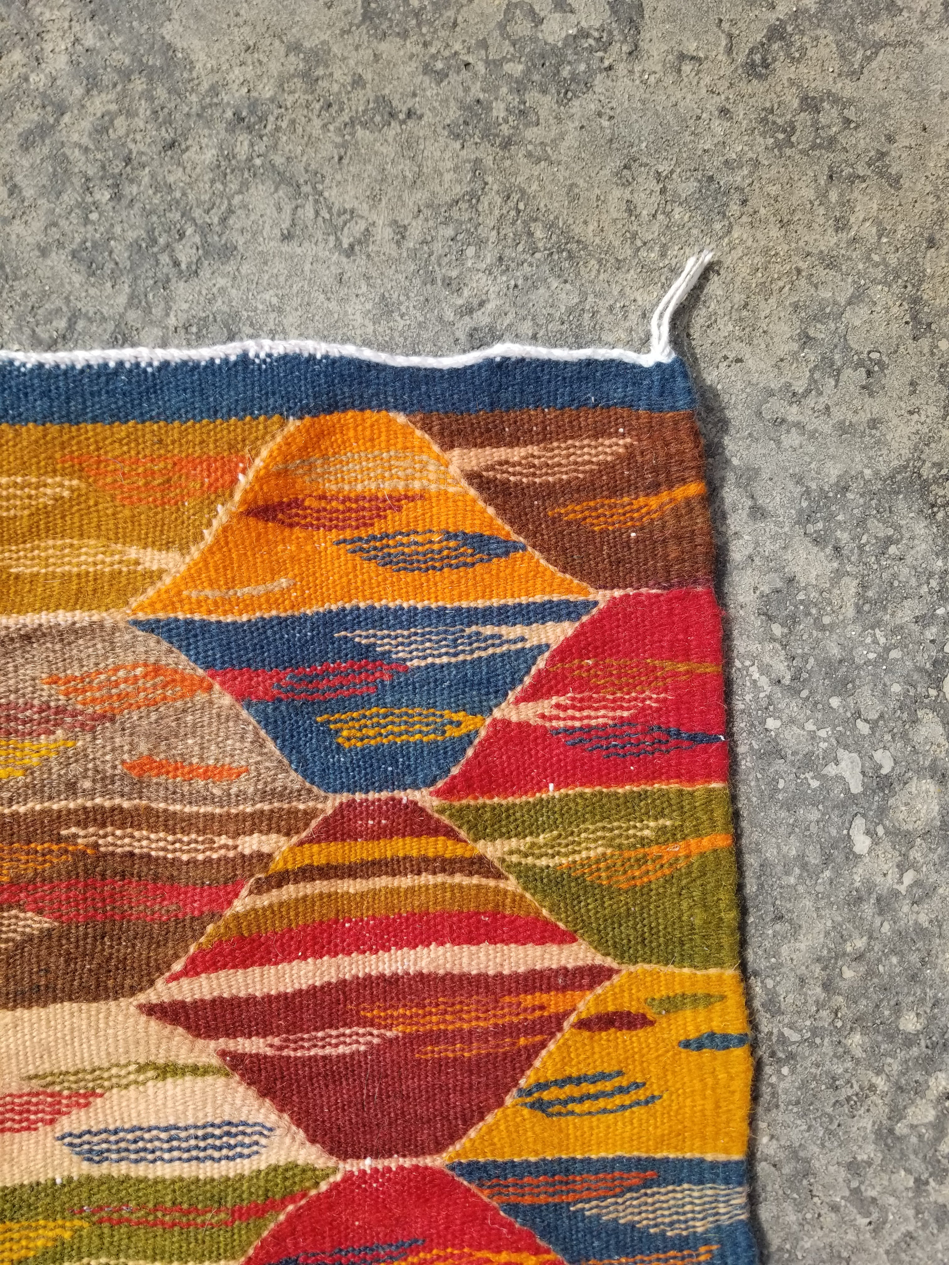 Vintage Traditional Handmade Moroccan Wool Multicolor Kilim106x68cm