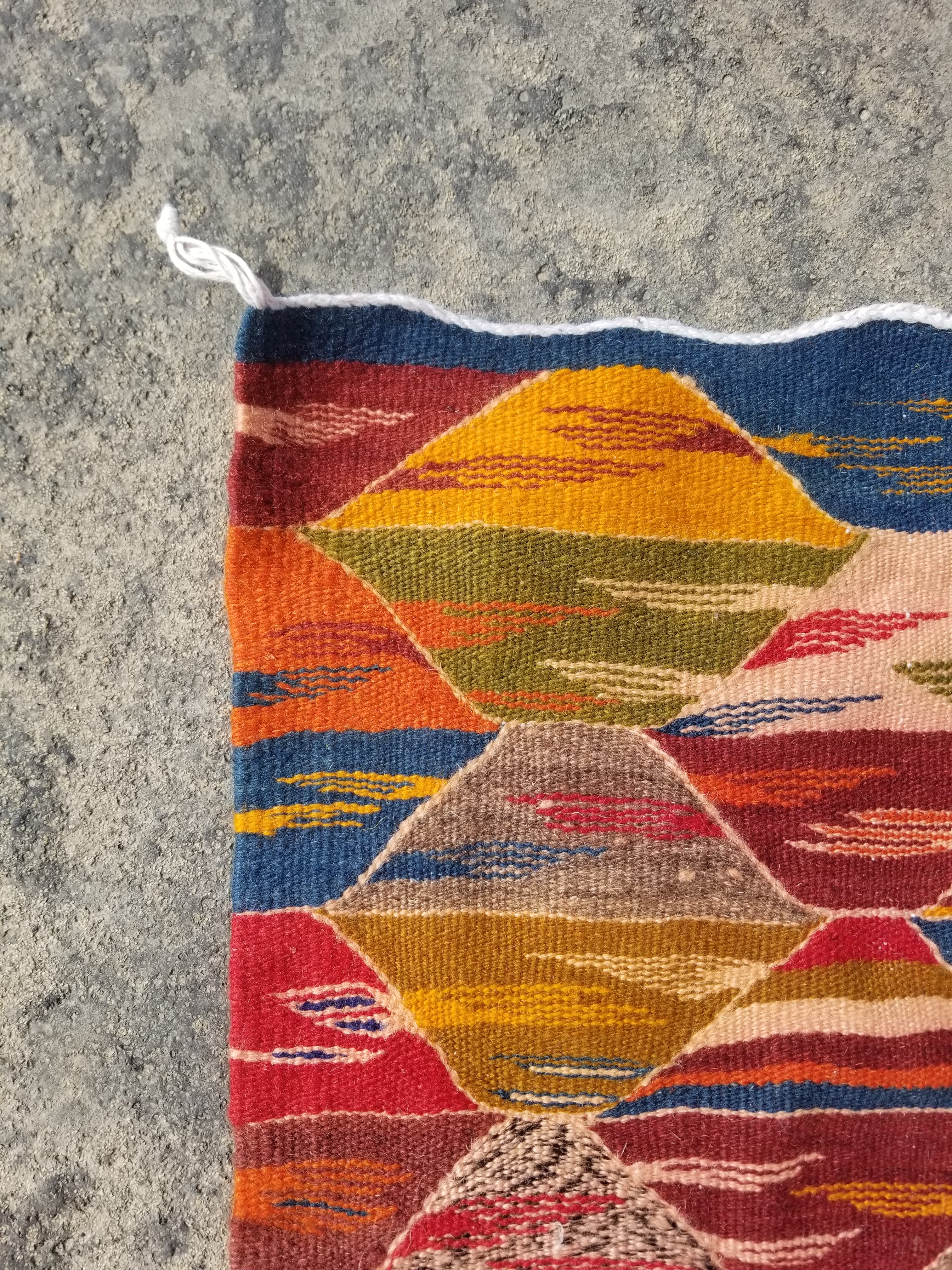 Vintage Traditional Handmade Moroccan Wool Multicolor Kilim106x68cm