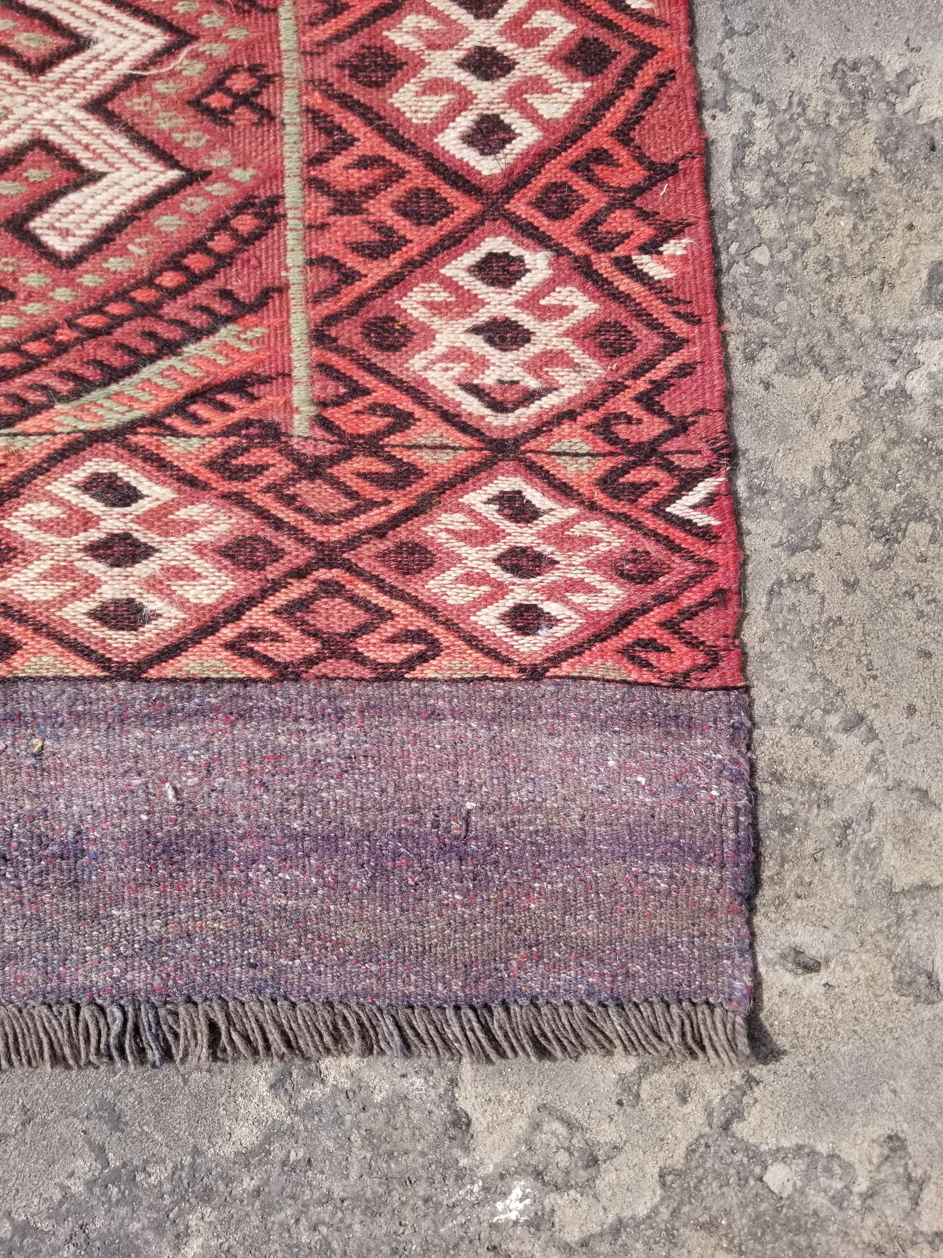 Vintage Traditional Handmade Kurdish Style Wool Multicolor Kilim144x101cm
