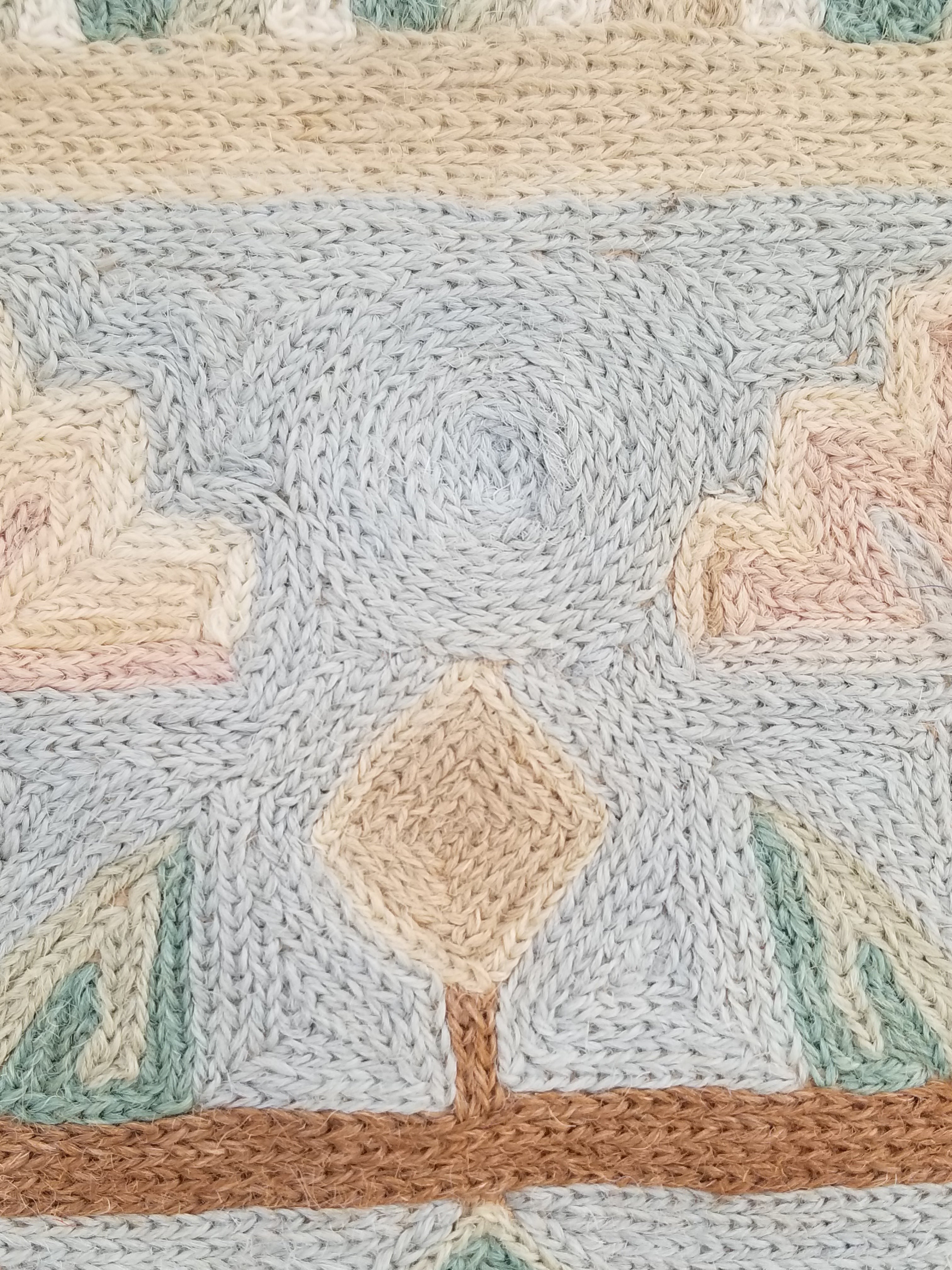 Vintage Handmade Kashmiri Folk Scene Chain-Stitch Wool Tapestry Rug 91x61cm
