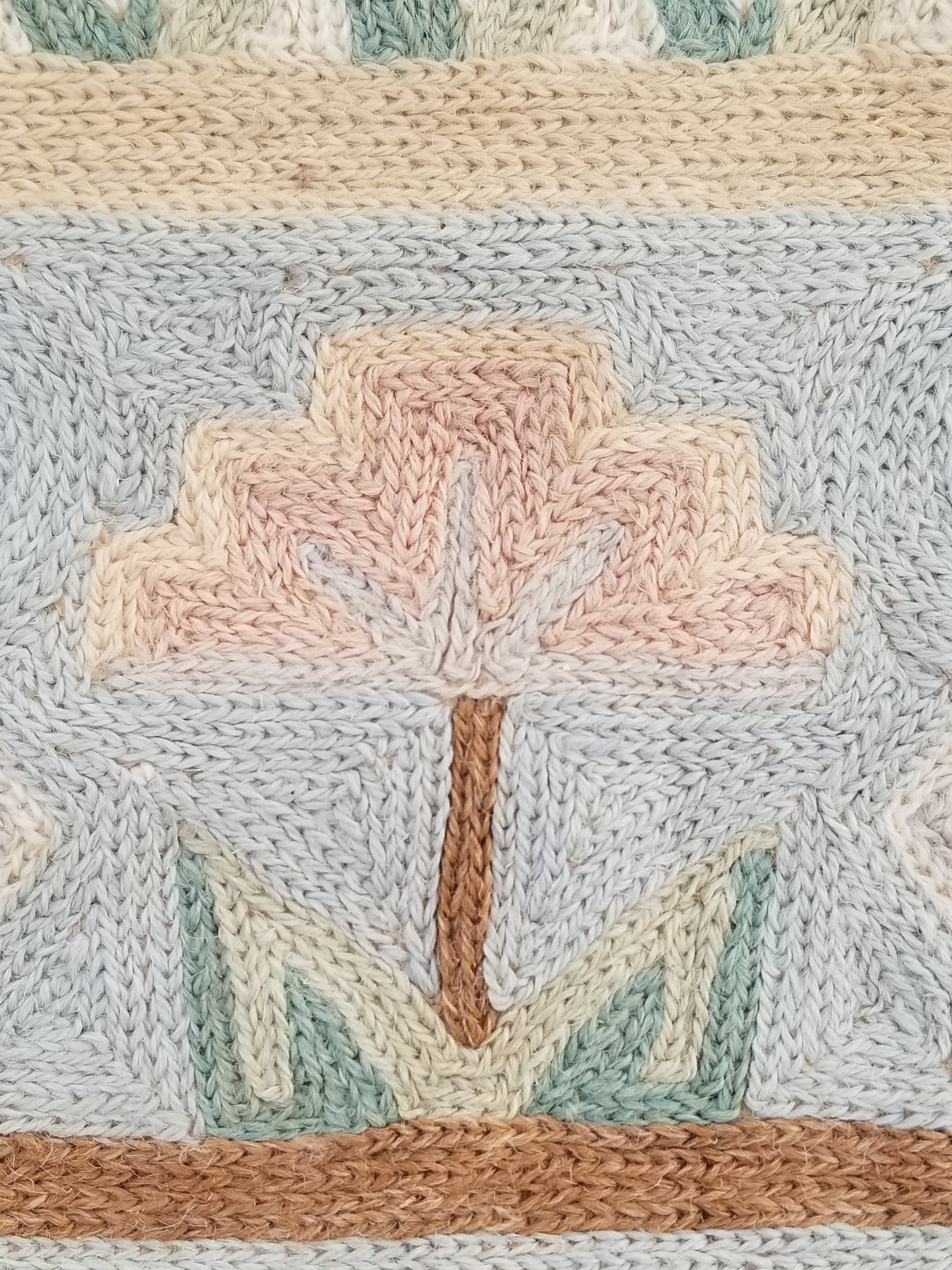 Vintage Handmade Kashmiri Folk Scene Chain-Stitch Wool Tapestry Rug 91x61cm