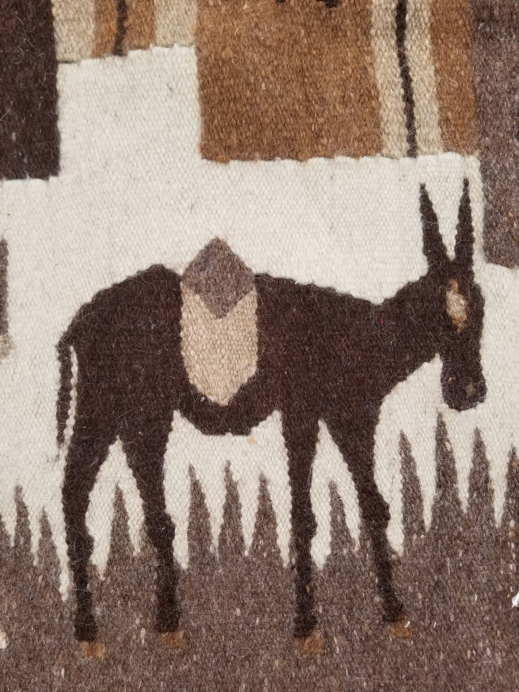 Vintage Traditional Handwoven Egyptian Pictorial Wool Tapestry Kilim 121x83cm
