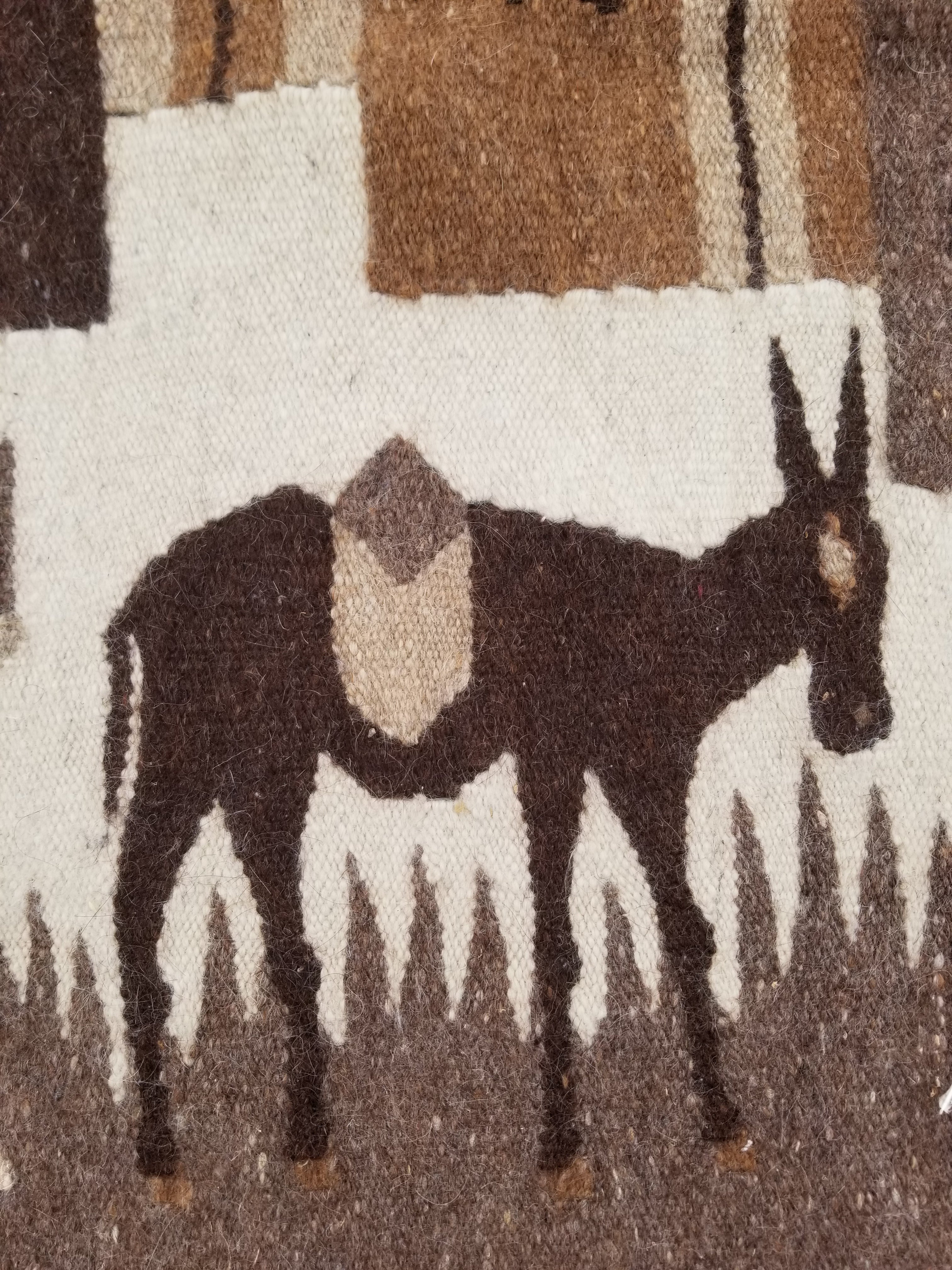 Vintage Traditional Handwoven Egyptian Pictorial Wool Tapestry Kilim 121x83cm