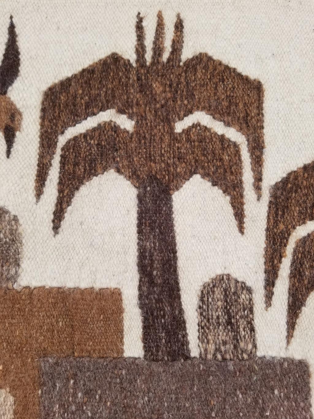 Vintage Traditional Handwoven Egyptian Pictorial Wool Tapestry Kilim 121x83cm