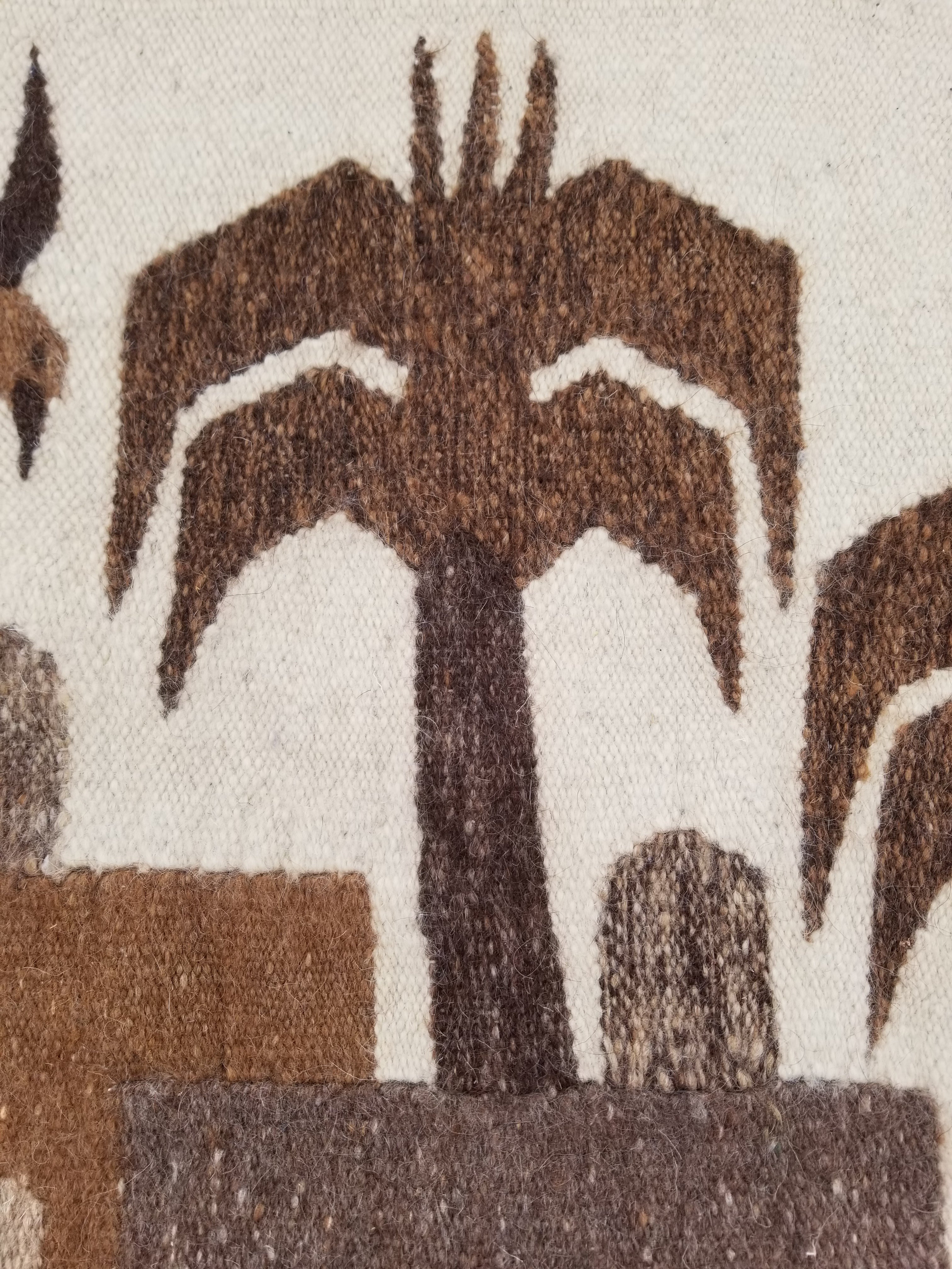 Vintage Traditional Handwoven Egyptian Pictorial Wool Tapestry Kilim 121x83cm