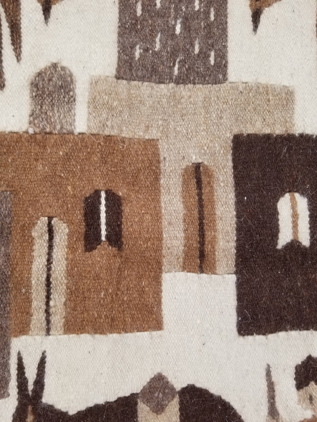 Vintage Traditional Handwoven Egyptian Pictorial Wool Tapestry Kilim 121x83cm