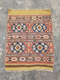 Antique Traditional Handmade Anatolian Wool Multicolor Kilim 111x86cm
