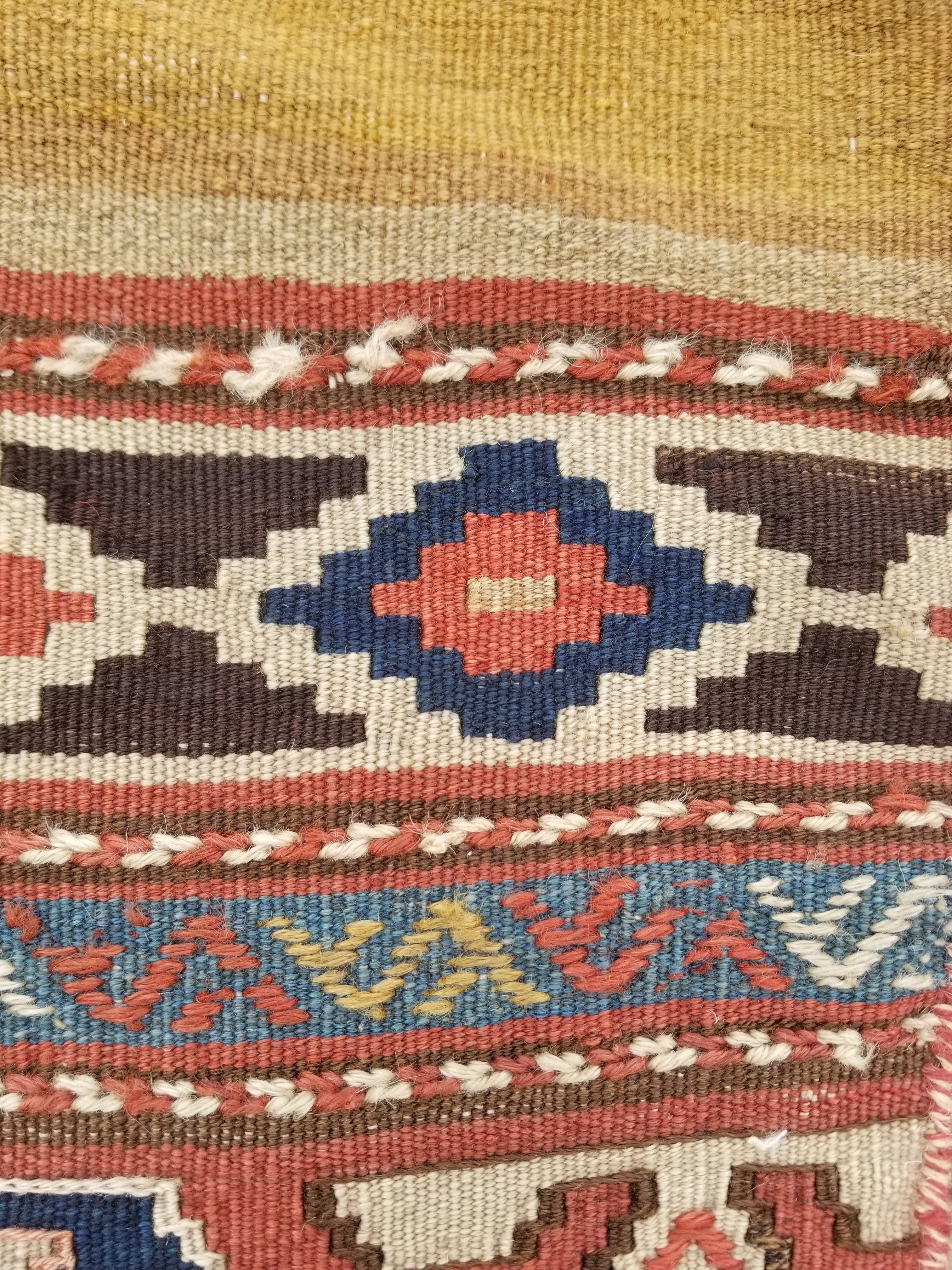 Antique Traditional Handmade Anatolian Wool Multicolor Kilim 111x86cm