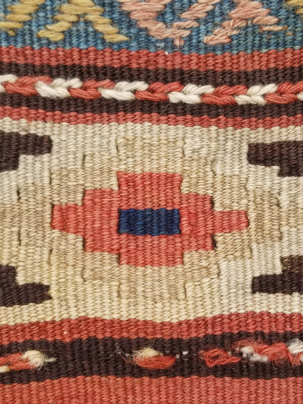 Antique Traditional Handmade Anatolian Wool Multicolor Kilim 111x86cm