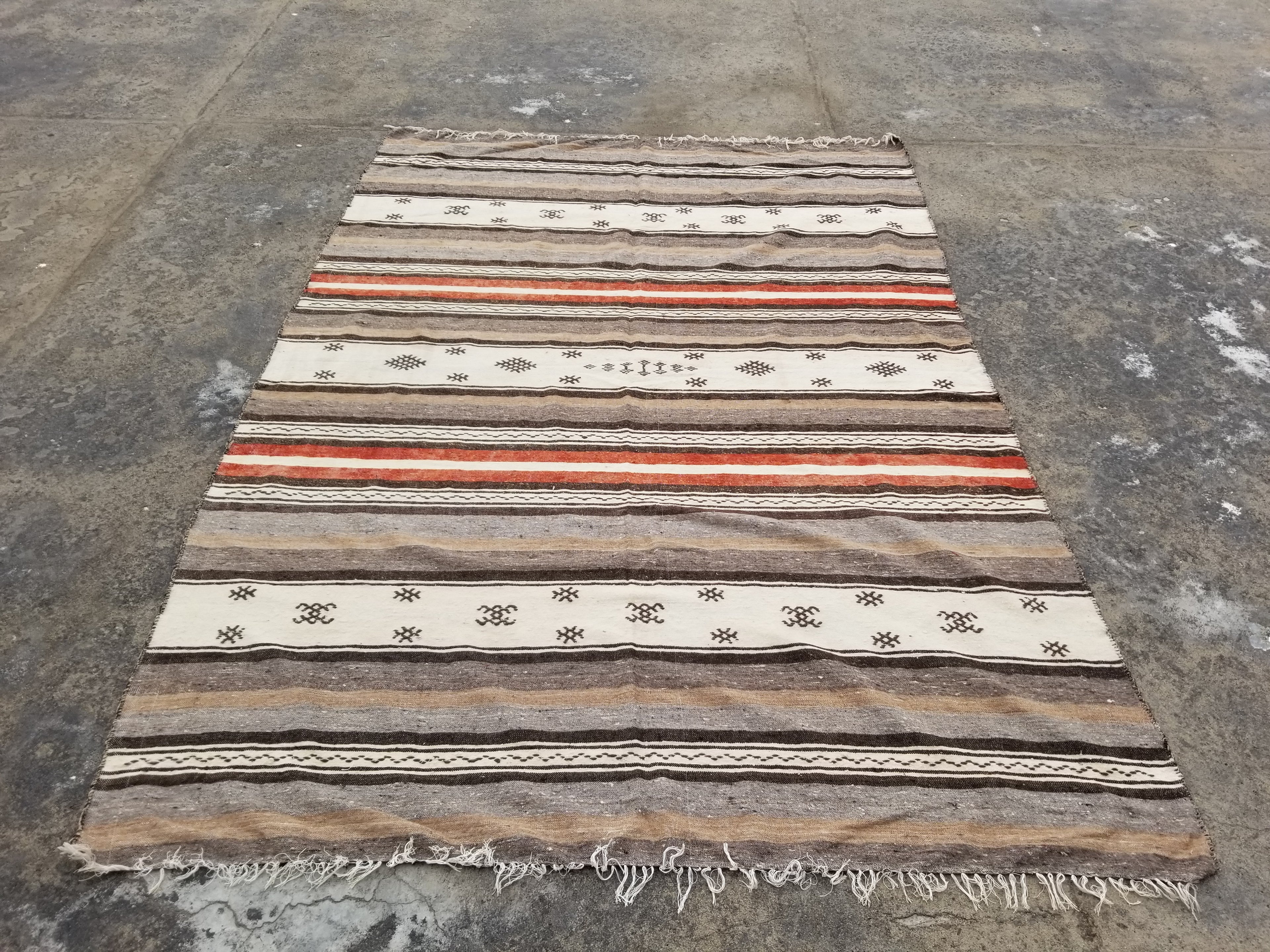 Vintage Traditional Handmade Gabbeh Wool Multicolor Kilim 254x170cm