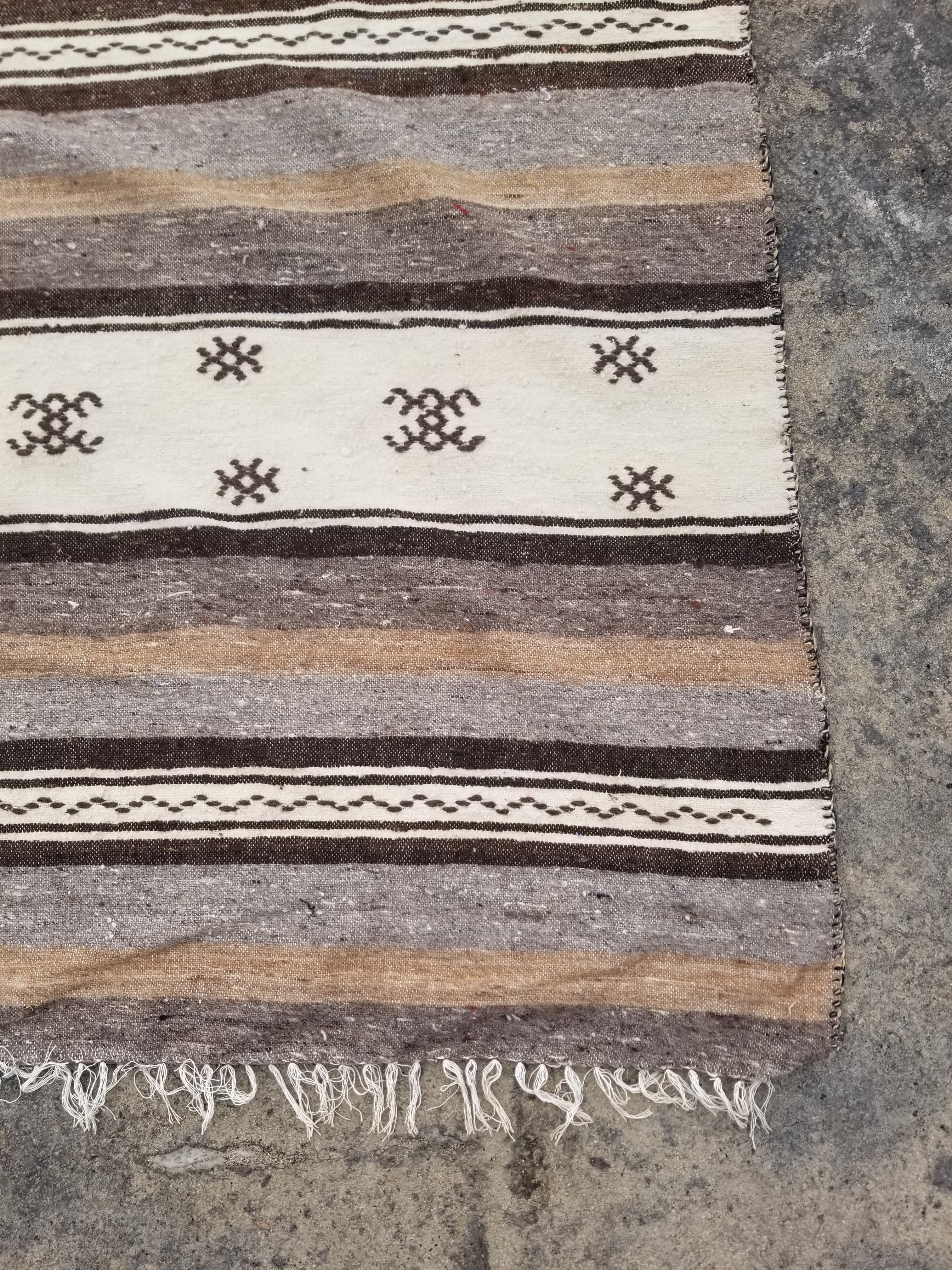 Vintage Traditional Handmade Gabbeh Wool Multicolor Kilim 254x170cm