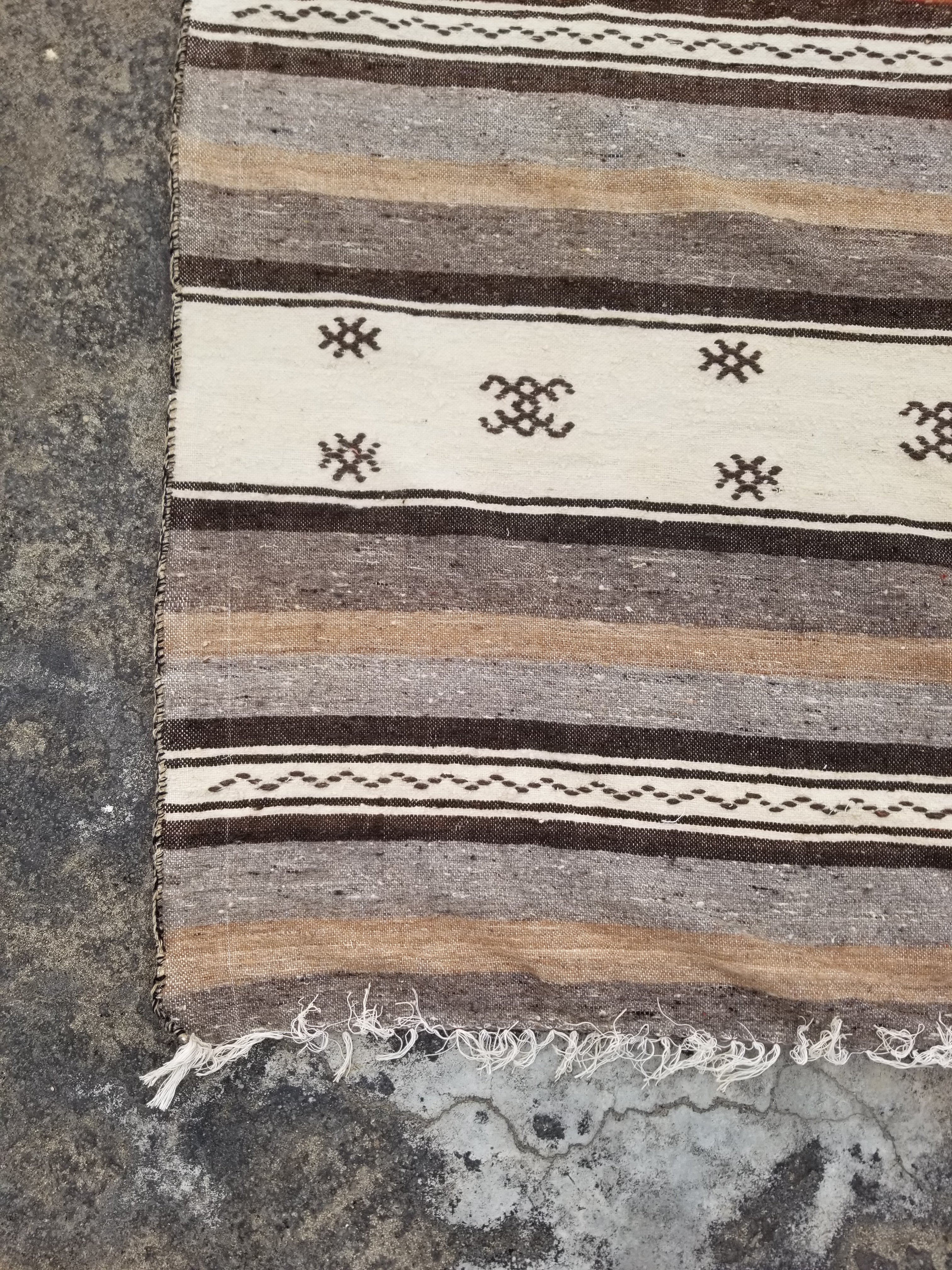 Vintage Traditional Handmade Gabbeh Wool Multicolor Kilim 254x170cm