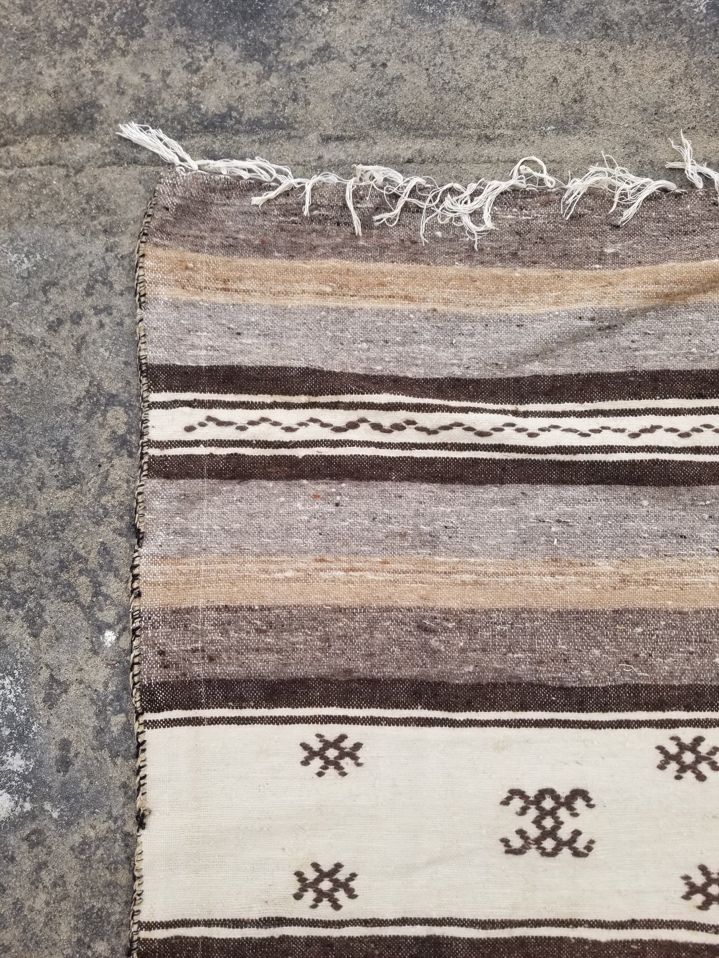 Vintage Traditional Handmade Gabbeh Wool Multicolor Kilim 254x170cm