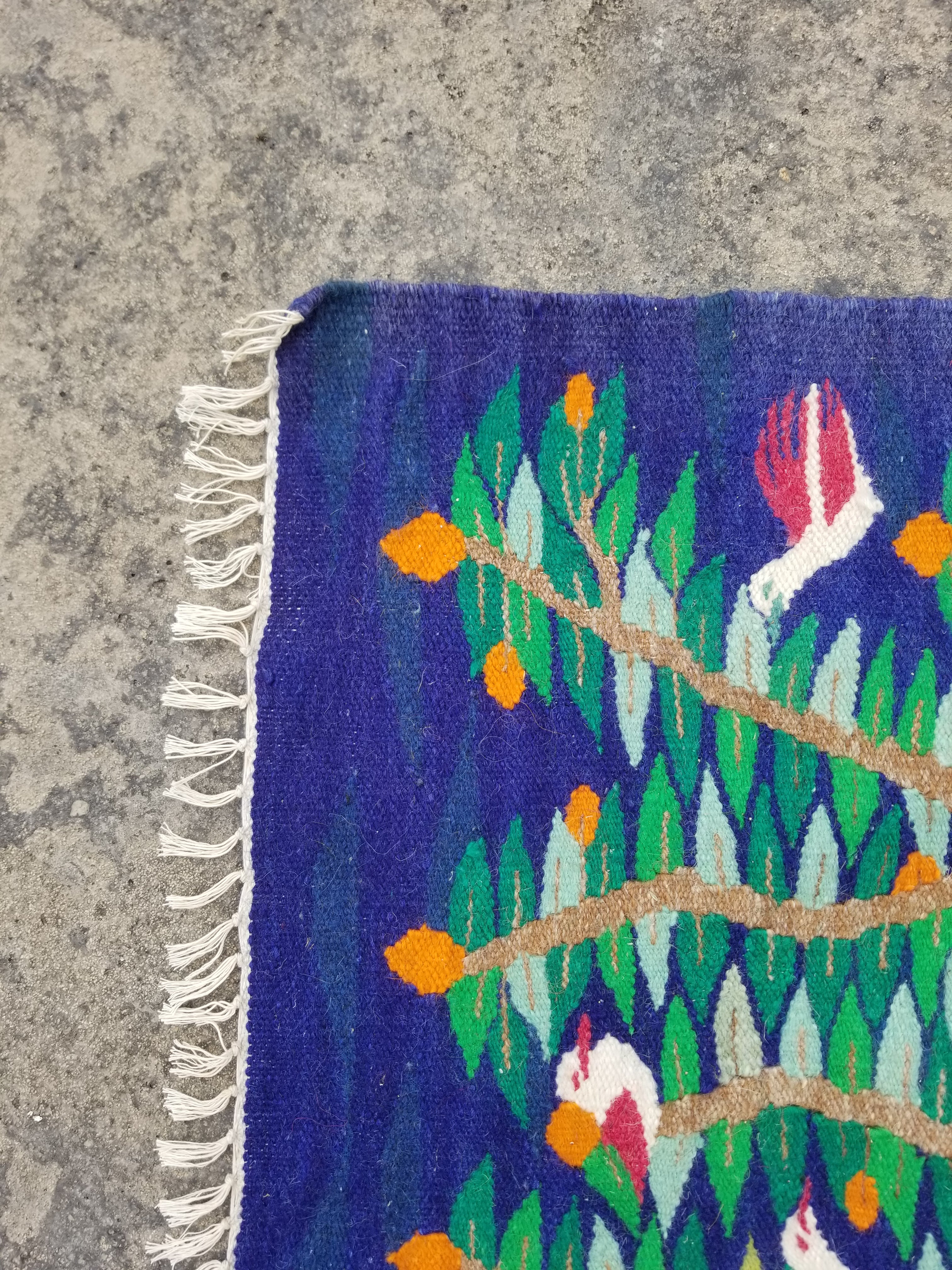 Vintage Traditional Handmade Tree of Life Wool Multicolor Kilim Tapestry 139x81cm