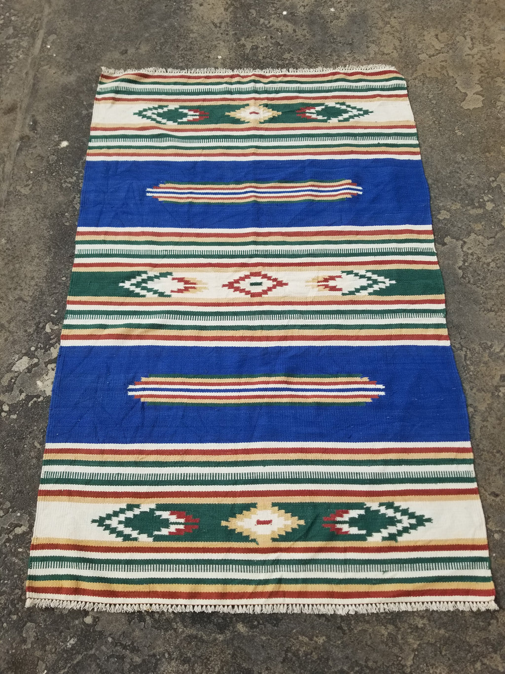 Vintage Native American Handmade Mexican Wool Multicolor Kilim 185x119cm