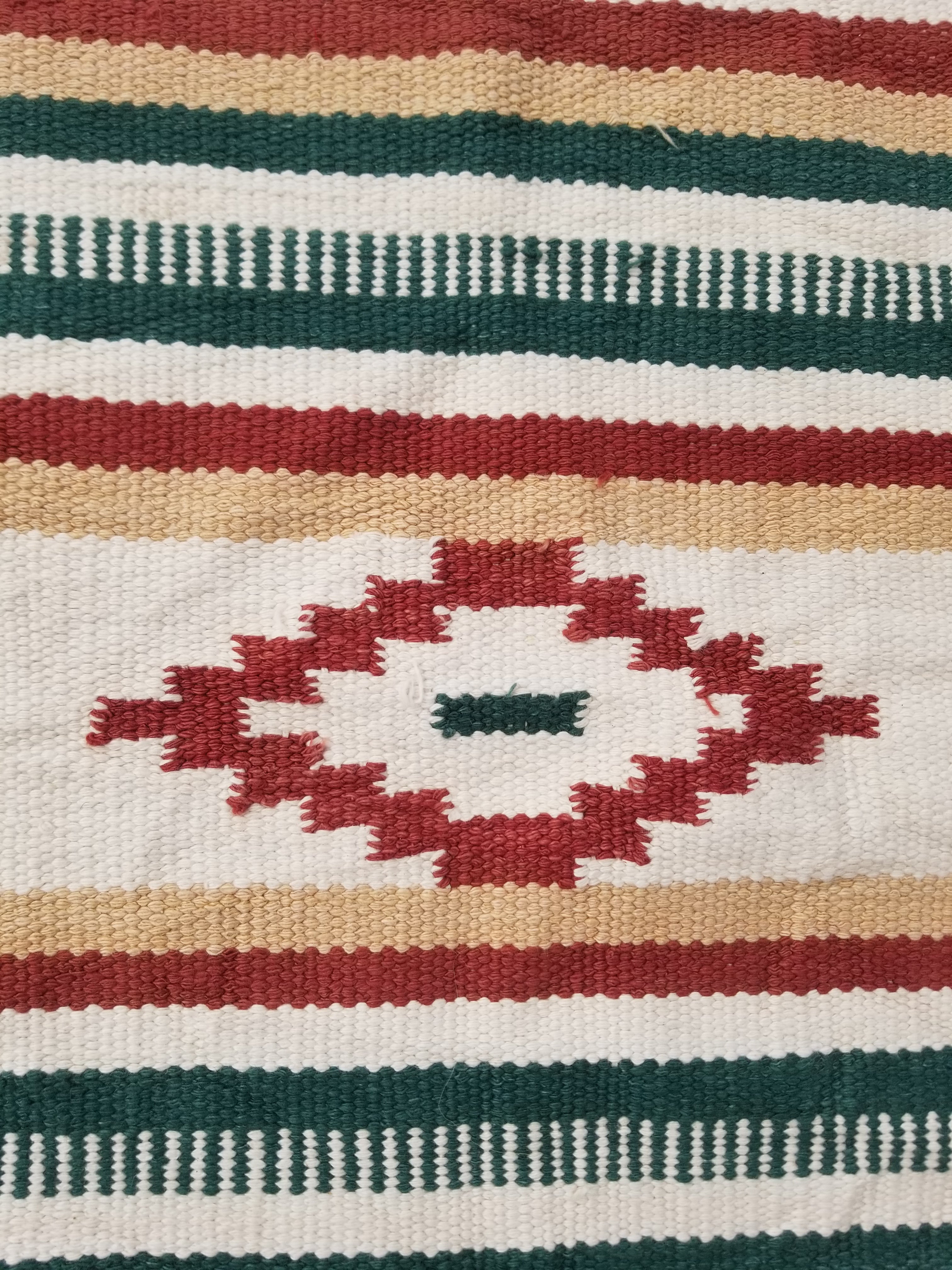 Vintage Native American Handmade Mexican Wool Multicolor Kilim 185x119cm