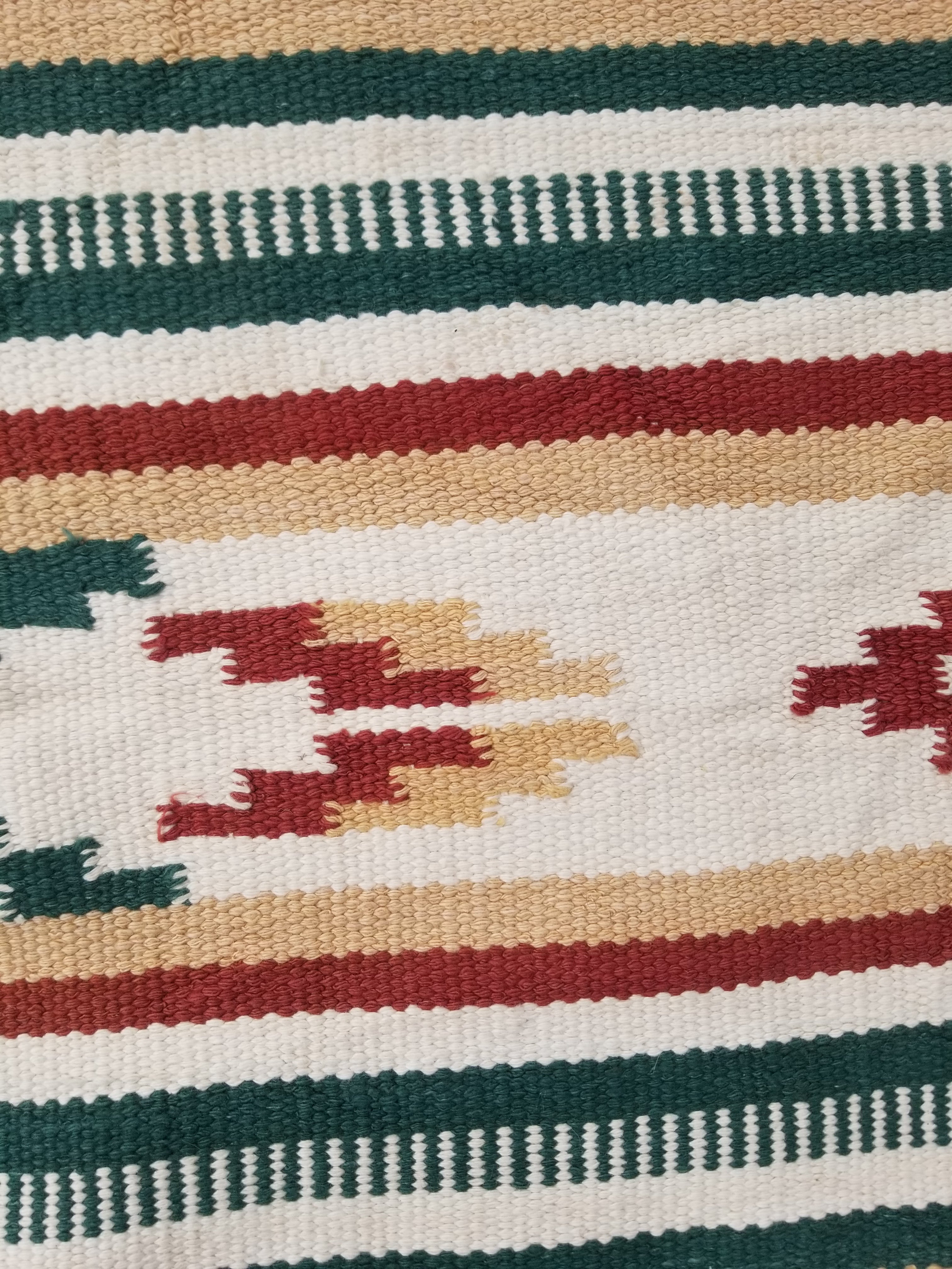 Vintage Native American Handmade Mexican Wool Multicolor Kilim 185x119cm