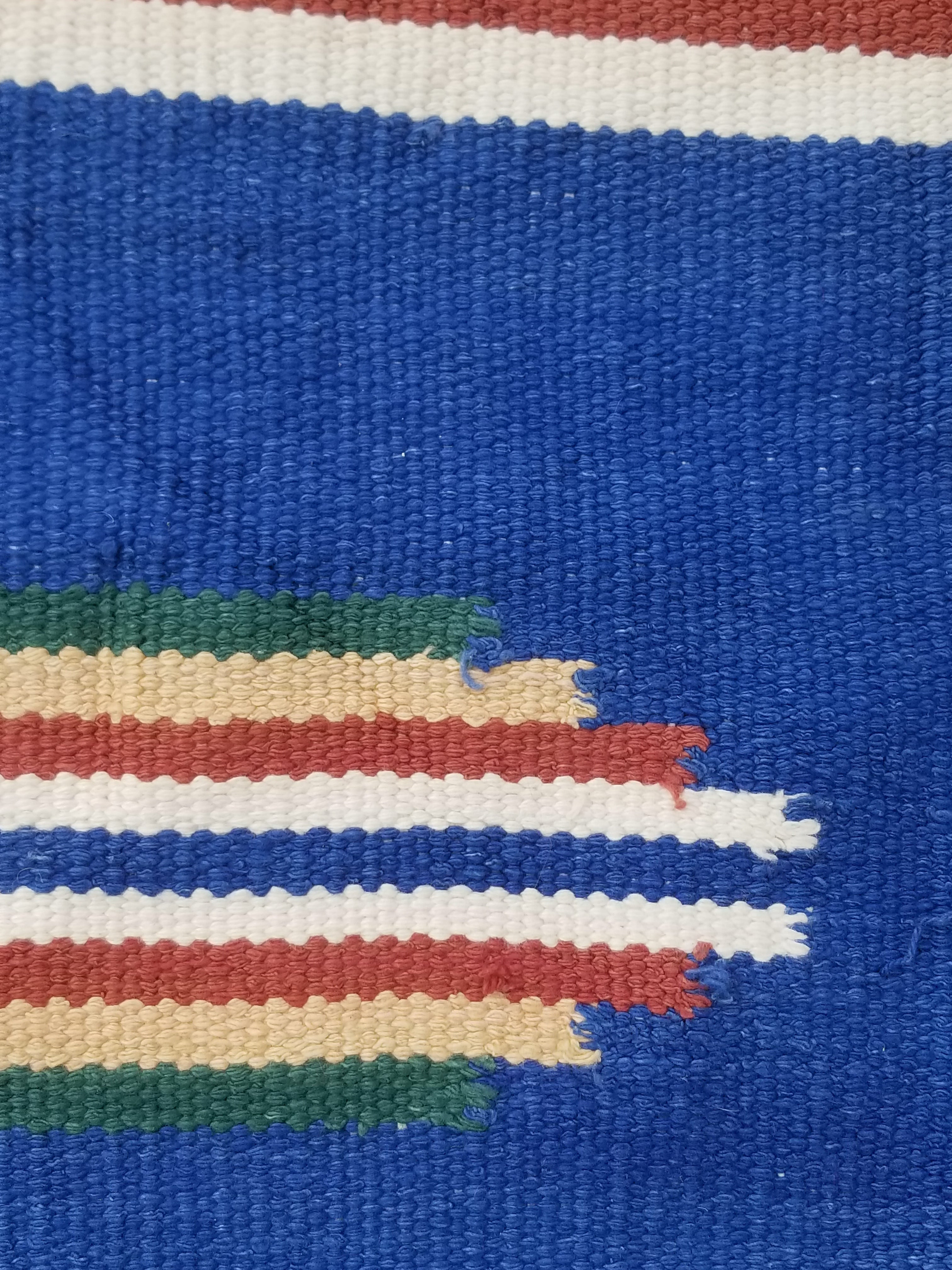 Vintage Native American Handmade Mexican Wool Multicolor Kilim 185x119cm