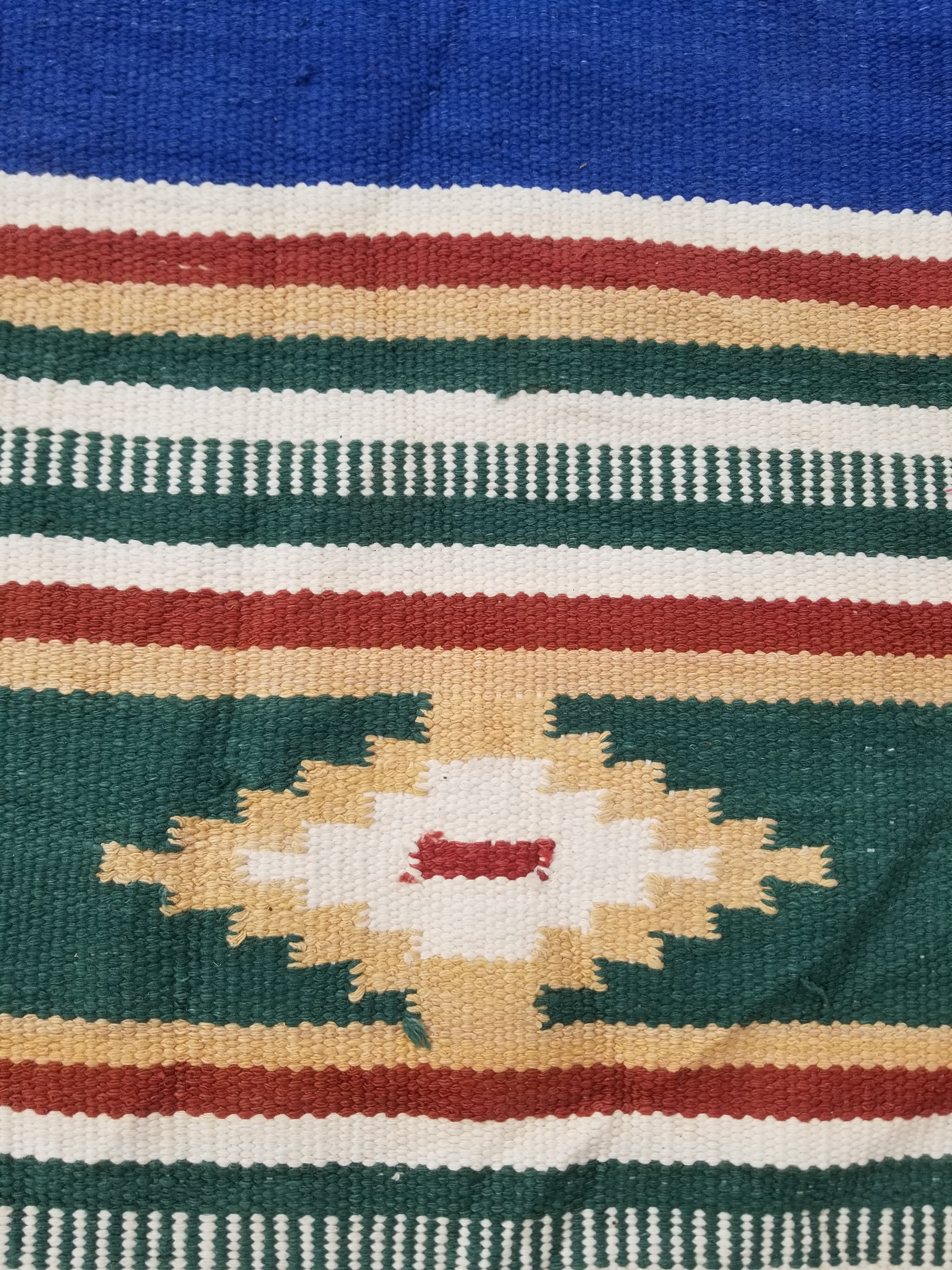 Vintage Native American Handmade Mexican Wool Multicolor Kilim 185x119cm