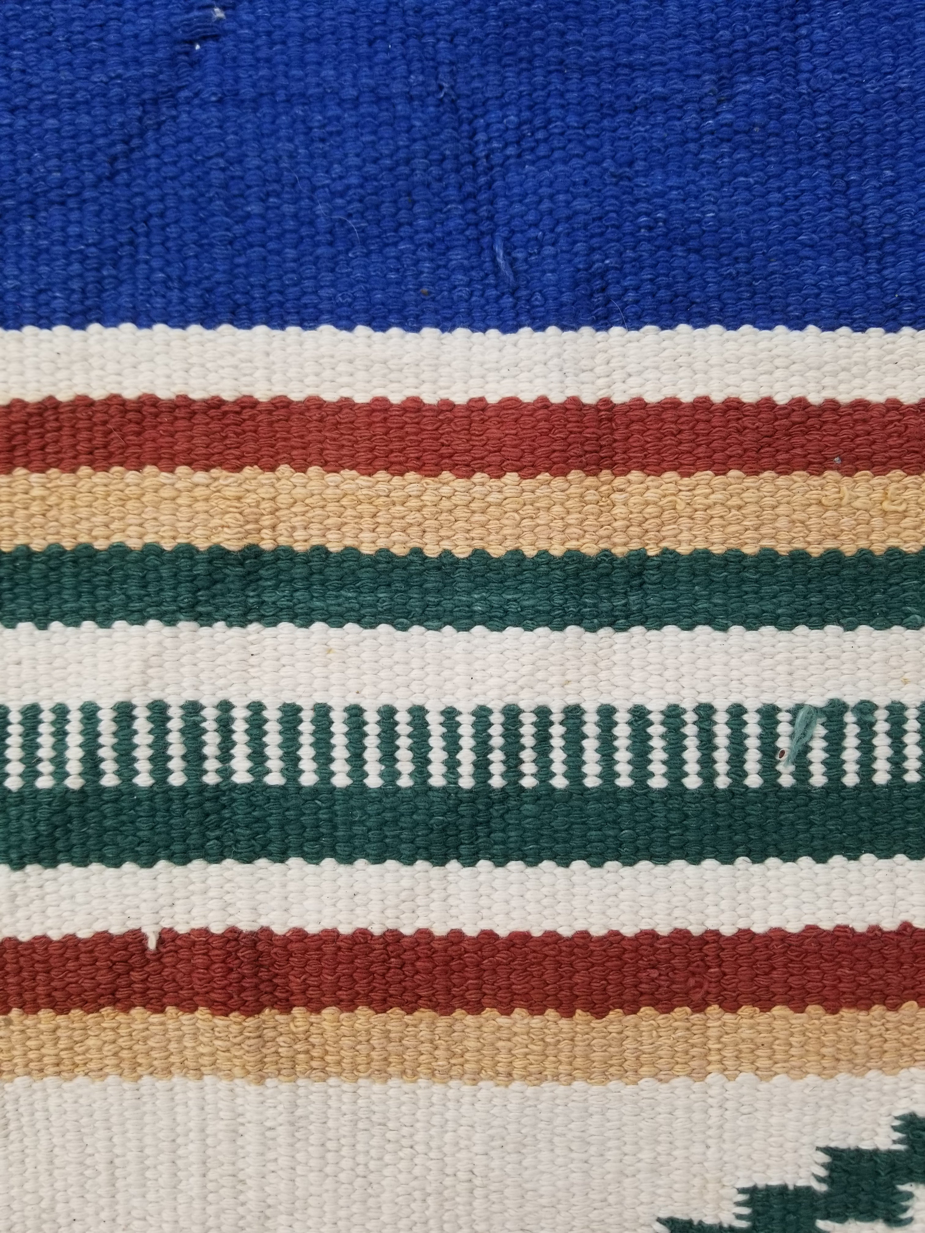 Vintage Native American Handmade Mexican Wool Multicolor Kilim 185x119cm