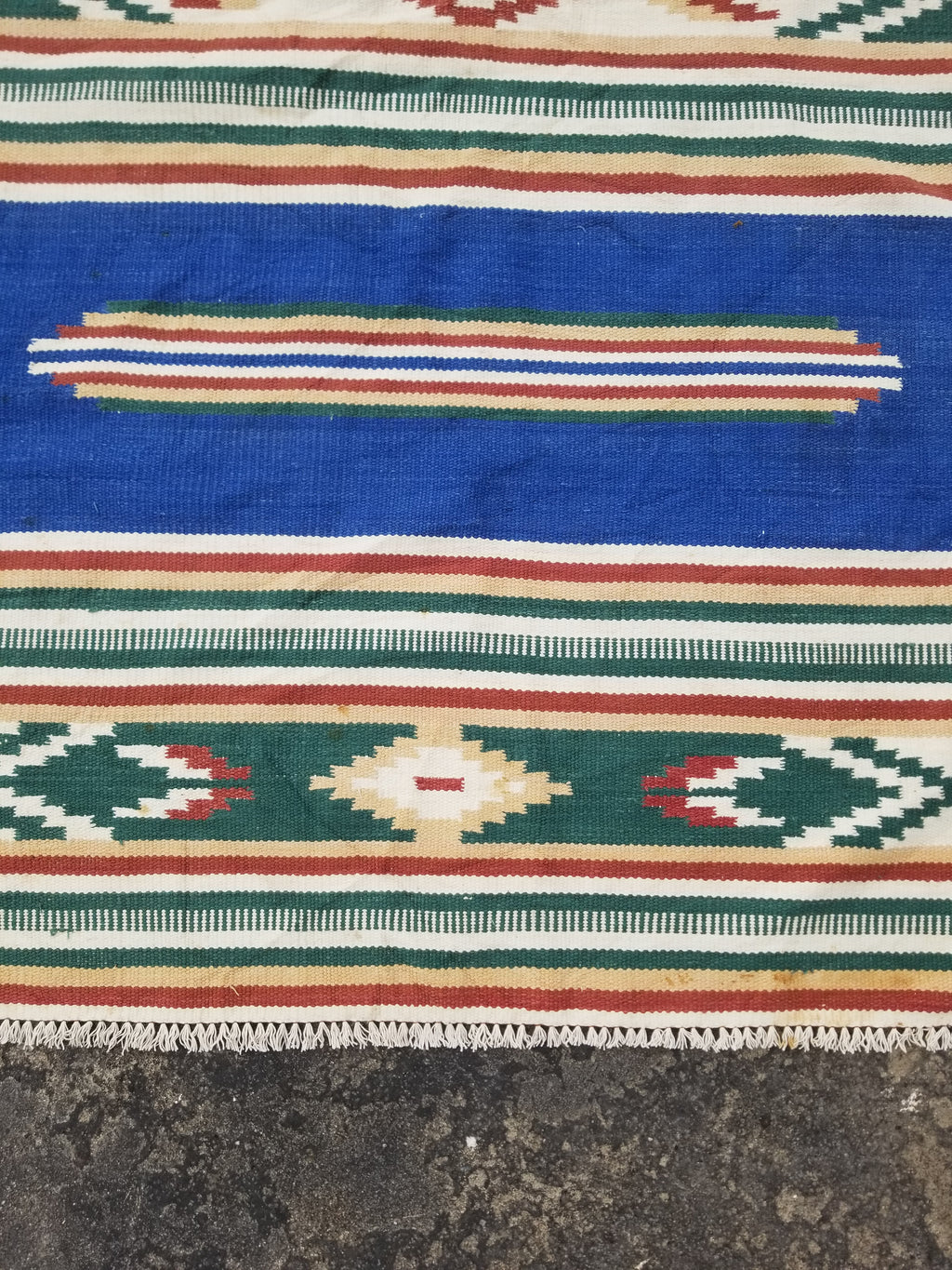 Vintage Native American Handmade Mexican Wool Multicolor Kilim 185x119cm
