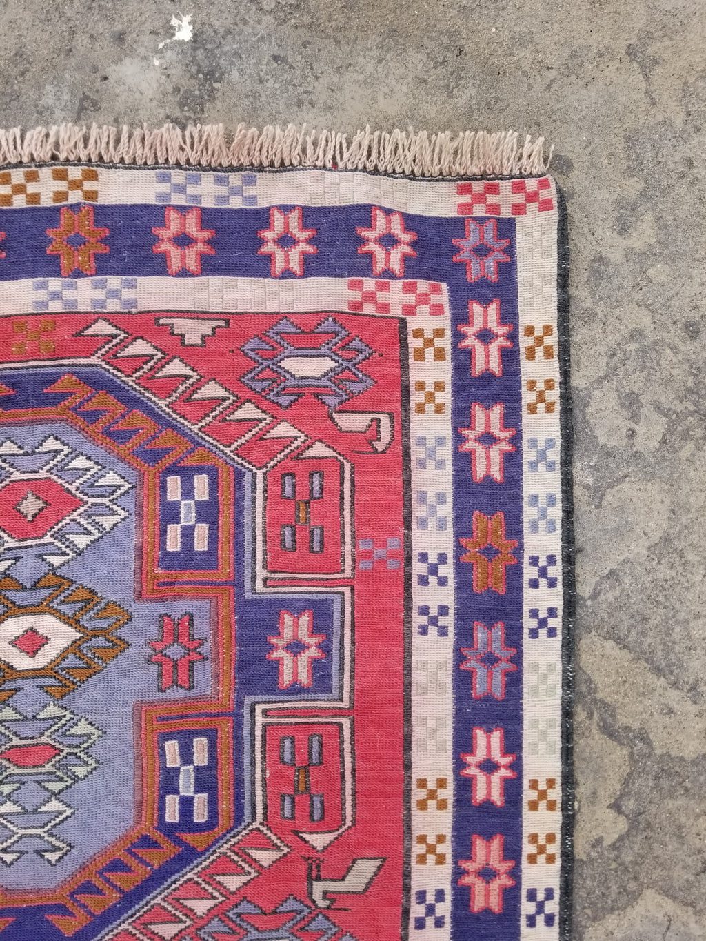 Antique Traditional Handmade Caucasian Kazak Wool Multicolor Runner 271x83cm