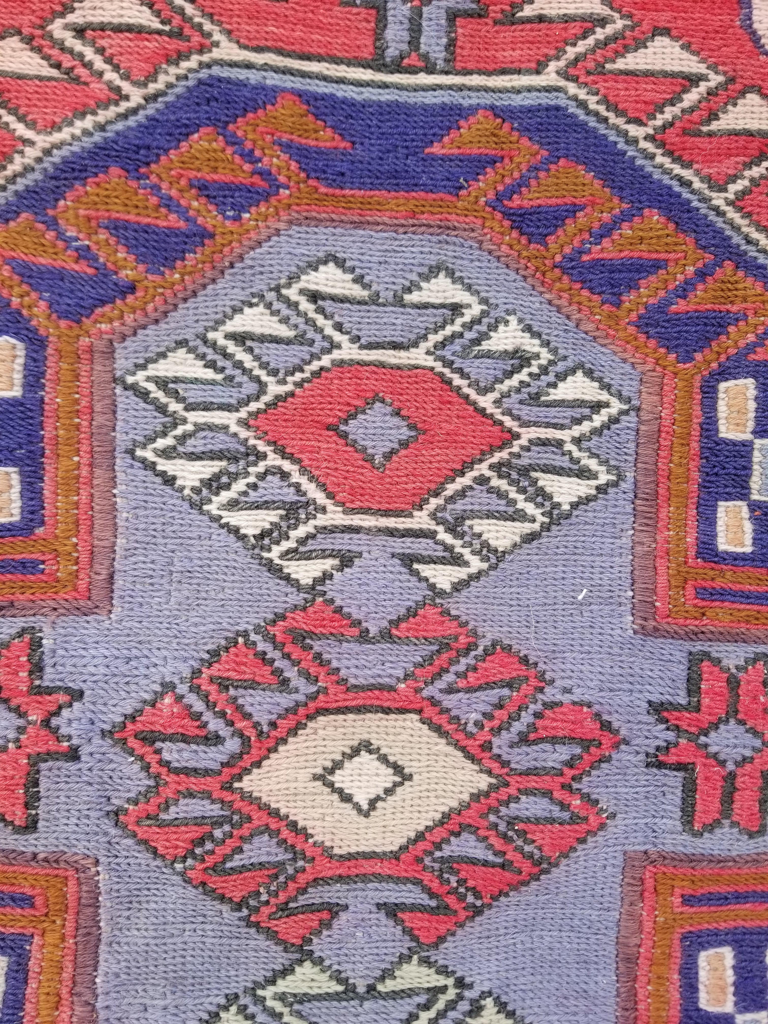 Antique Traditional Handmade Caucasian Kazak Wool Multicolor Runner 271x83cm
