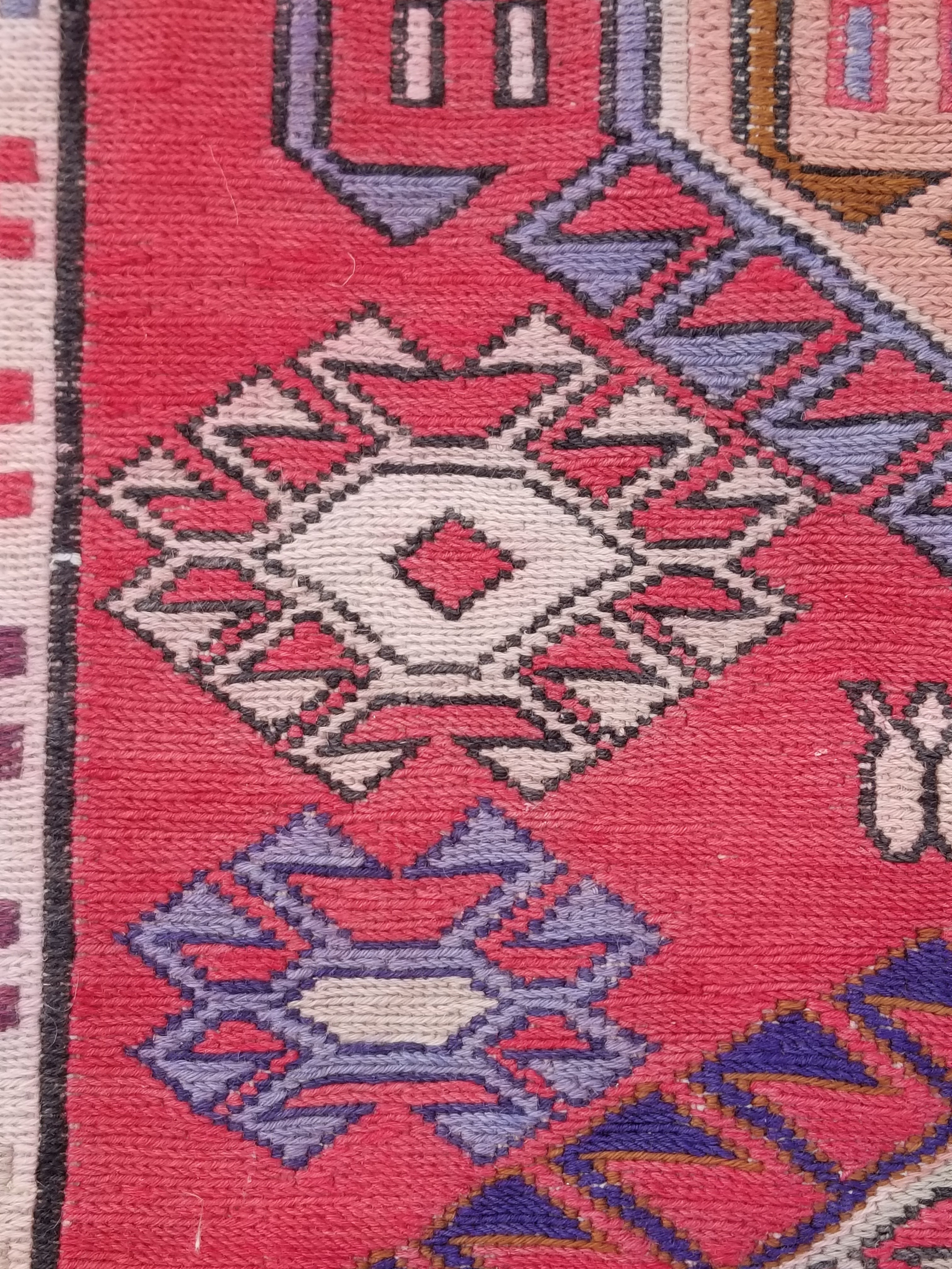 Antique Traditional Handmade Caucasian Kazak Wool Multicolor Runner 271x83cm
