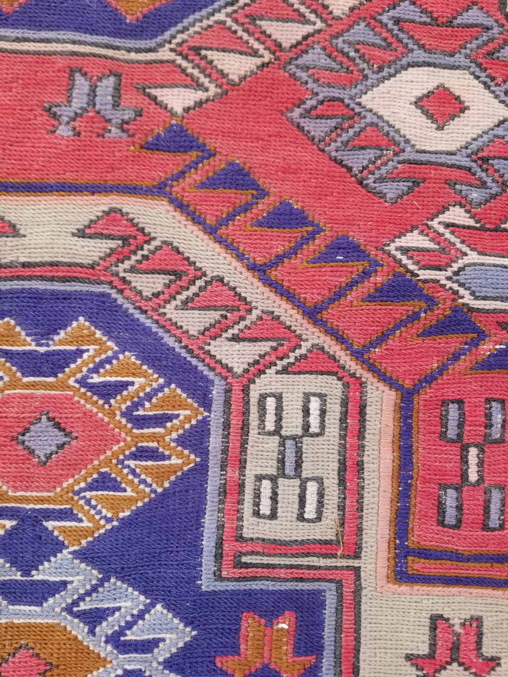 Antique Traditional Handmade Caucasian Kazak Wool Multicolor Runner 271x83cm