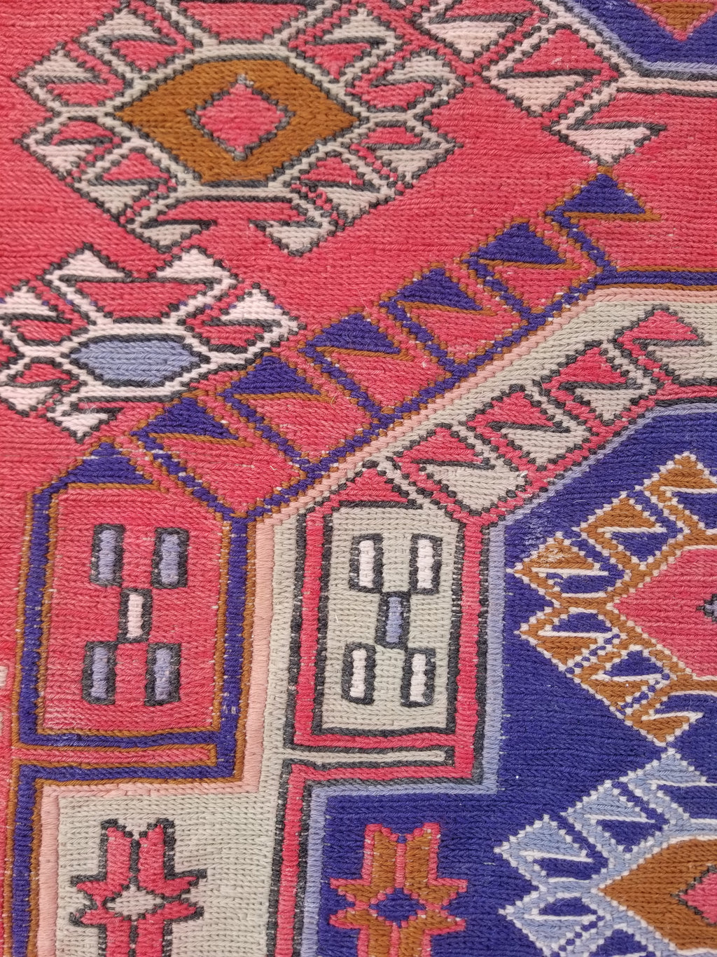 Antique Traditional Handmade Caucasian Kazak Wool Multicolor Runner 271x83cm