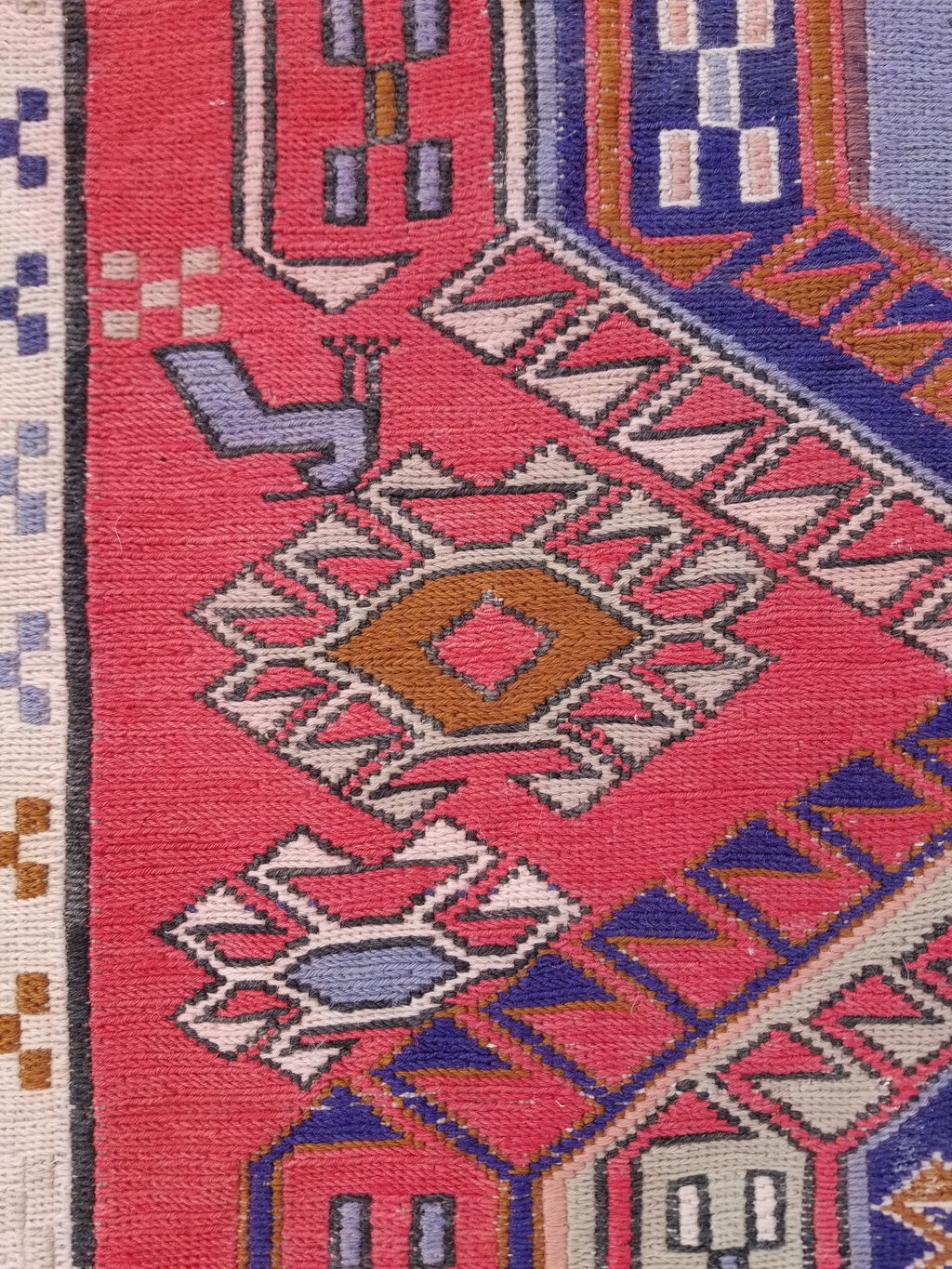 Antique Traditional Handmade Caucasian Kazak Wool Multicolor Runner 271x83cm