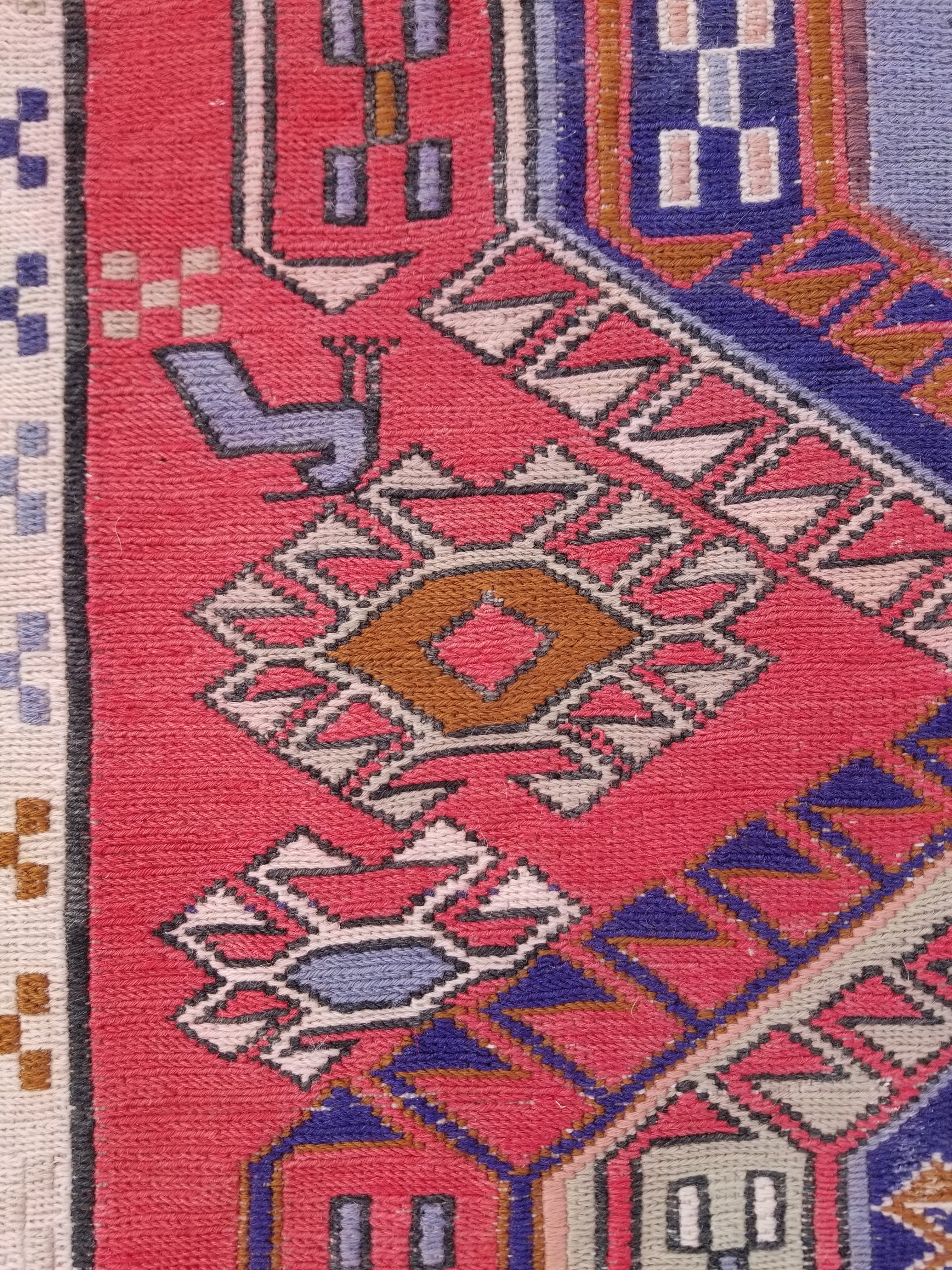 Antique Traditional Handmade Caucasian Kazak Wool Multicolor Runner 271x83cm