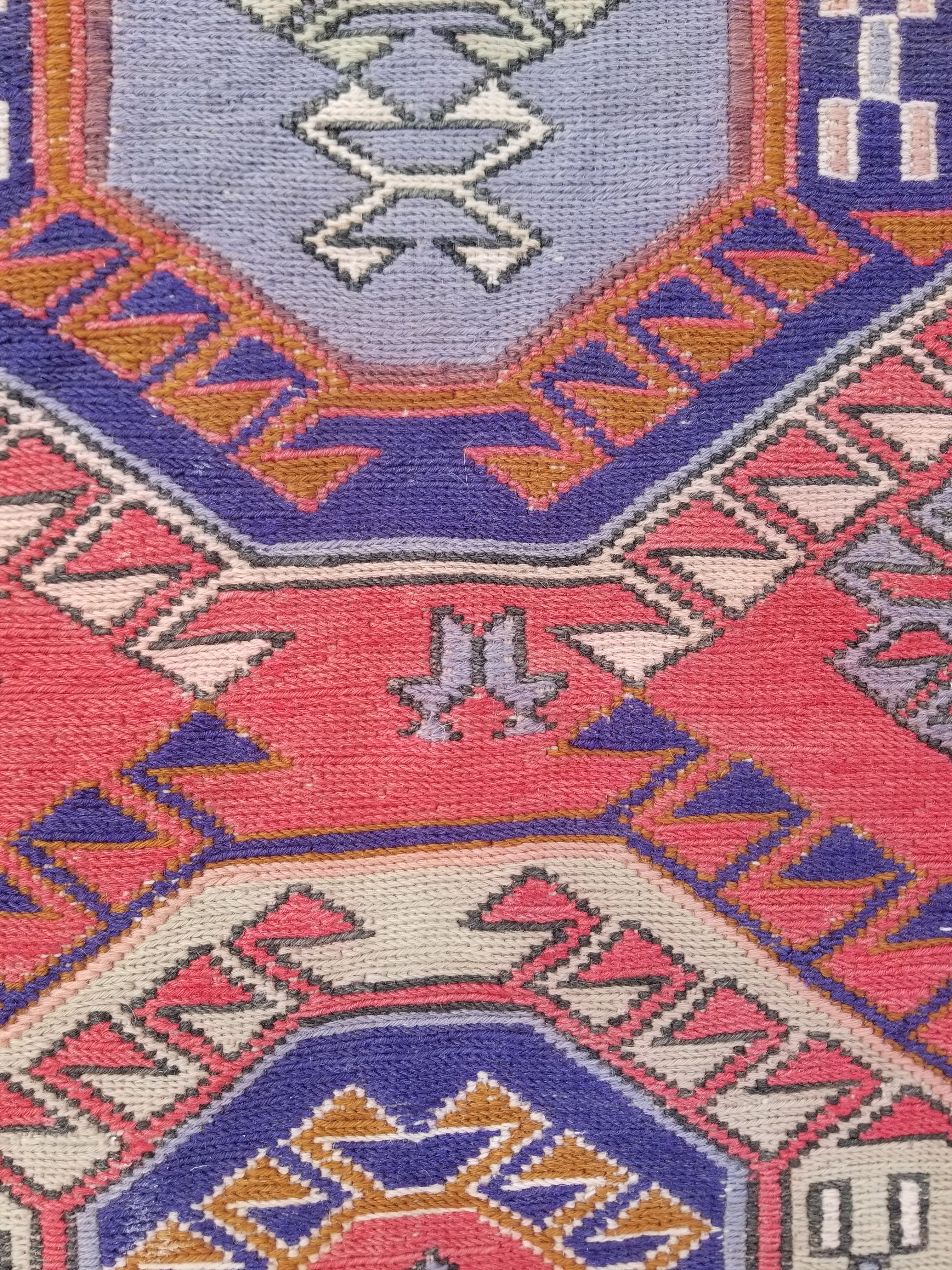 Antique Traditional Handmade Caucasian Kazak Wool Multicolor Runner 271x83cm