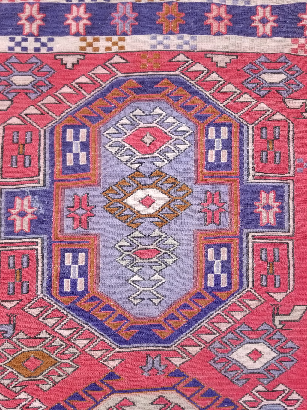 Antique Traditional Handmade Caucasian Kazak Wool Multicolor Runner 271x83cm