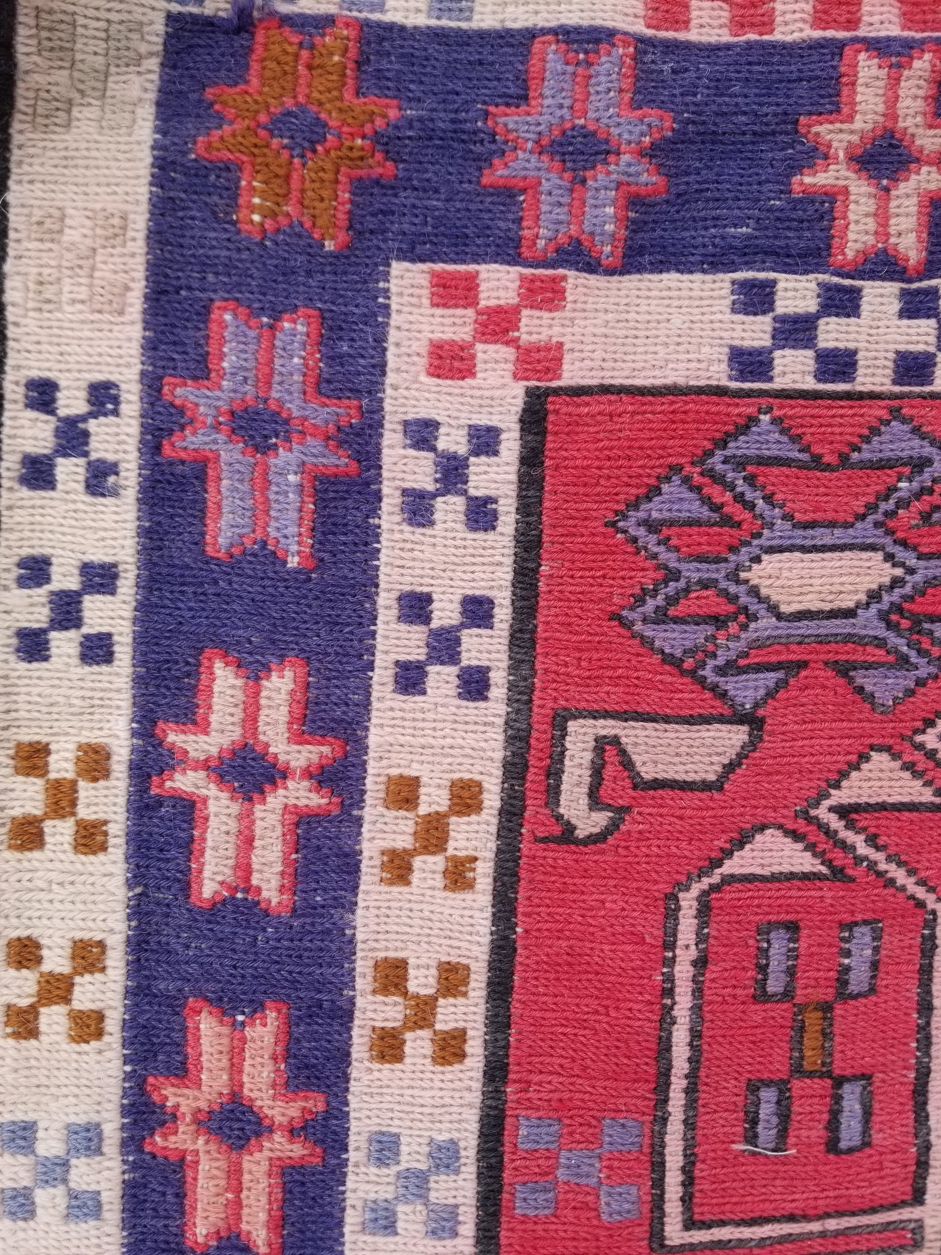 Antique Traditional Handmade Caucasian Kazak Wool Multicolor Runner 271x83cm
