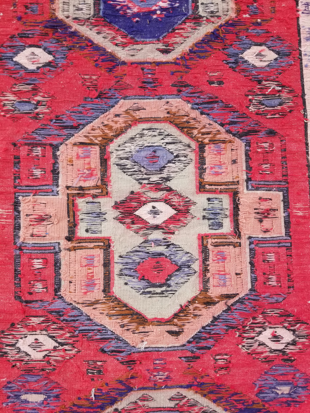 Antique Traditional Handmade Caucasian Kazak Wool Multicolor Runner 271x83cm