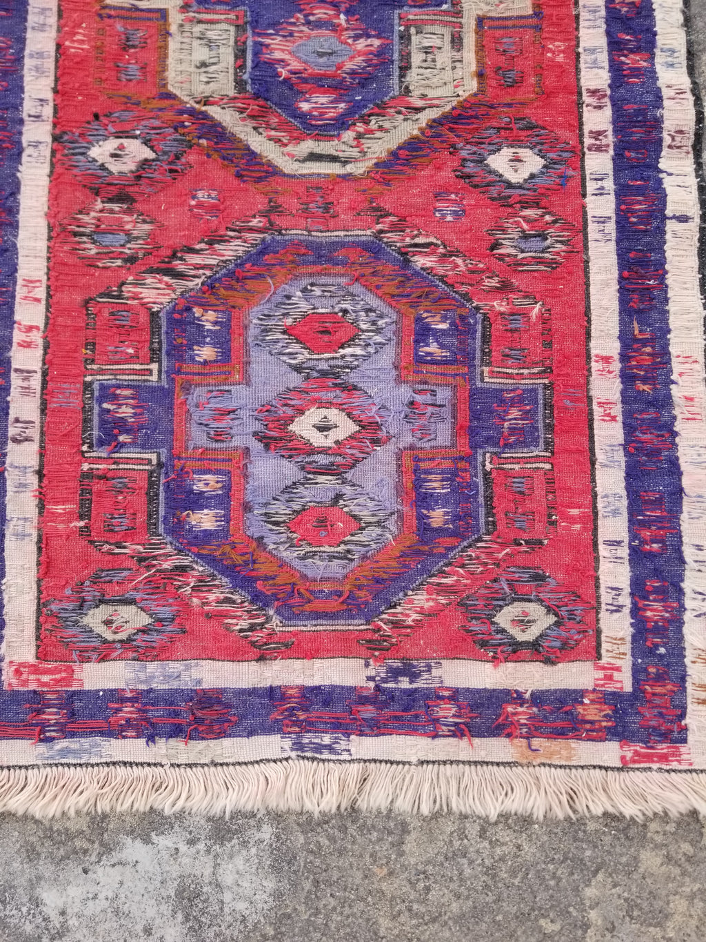 Antique Traditional Handmade Caucasian Kazak Wool Multicolor Runner 271x83cm